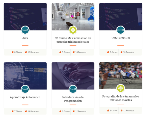 Algunos de los cursos de la plataforma #creaentuidioma