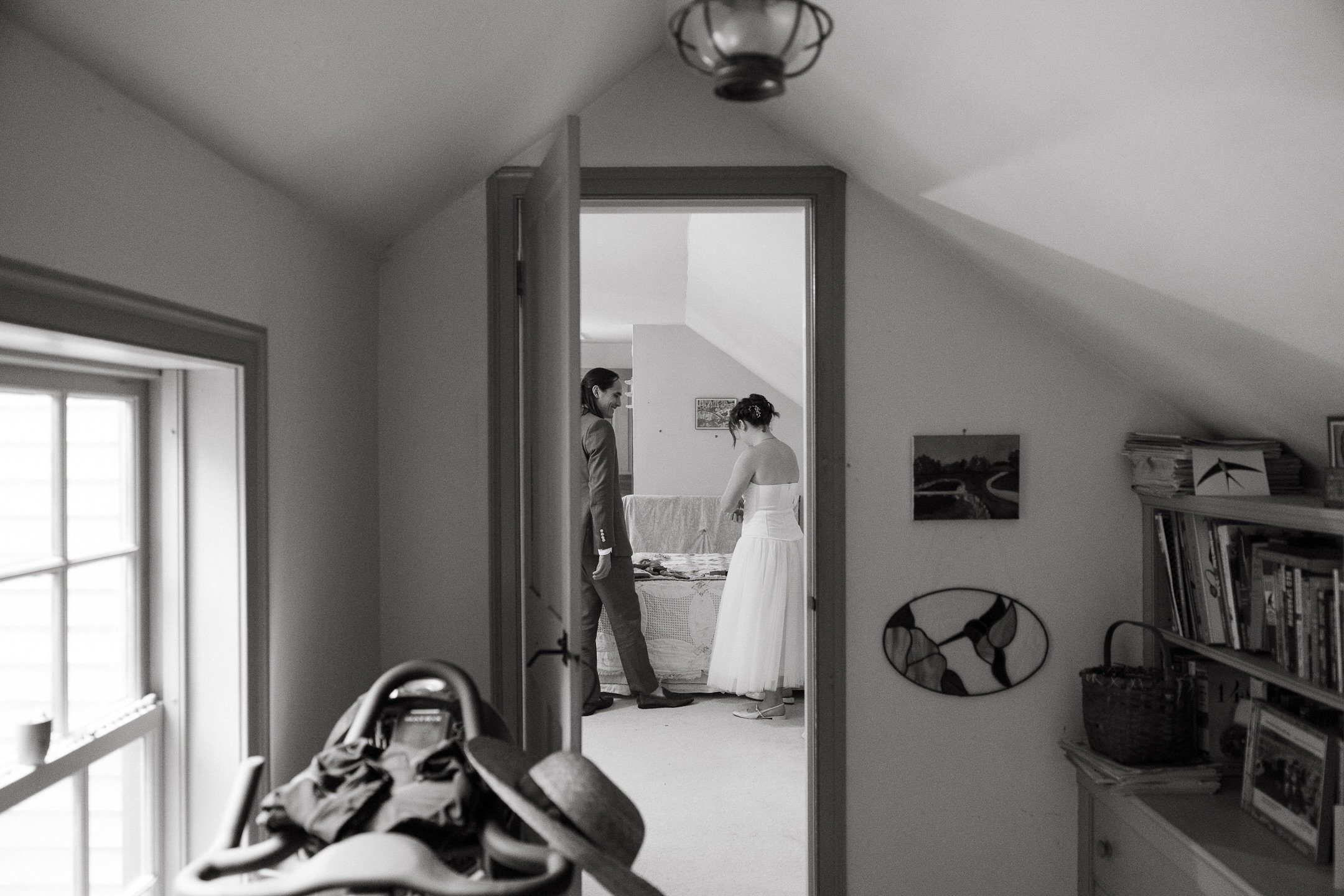 Final touches in a childhood bedroom just before Josh &amp; Caroline&rsquo;s backyard celebration last September.

It&rsquo;s not always obvious but those details in a home like the art that&rsquo;s hanging or a stationary bike with a hat on the hand