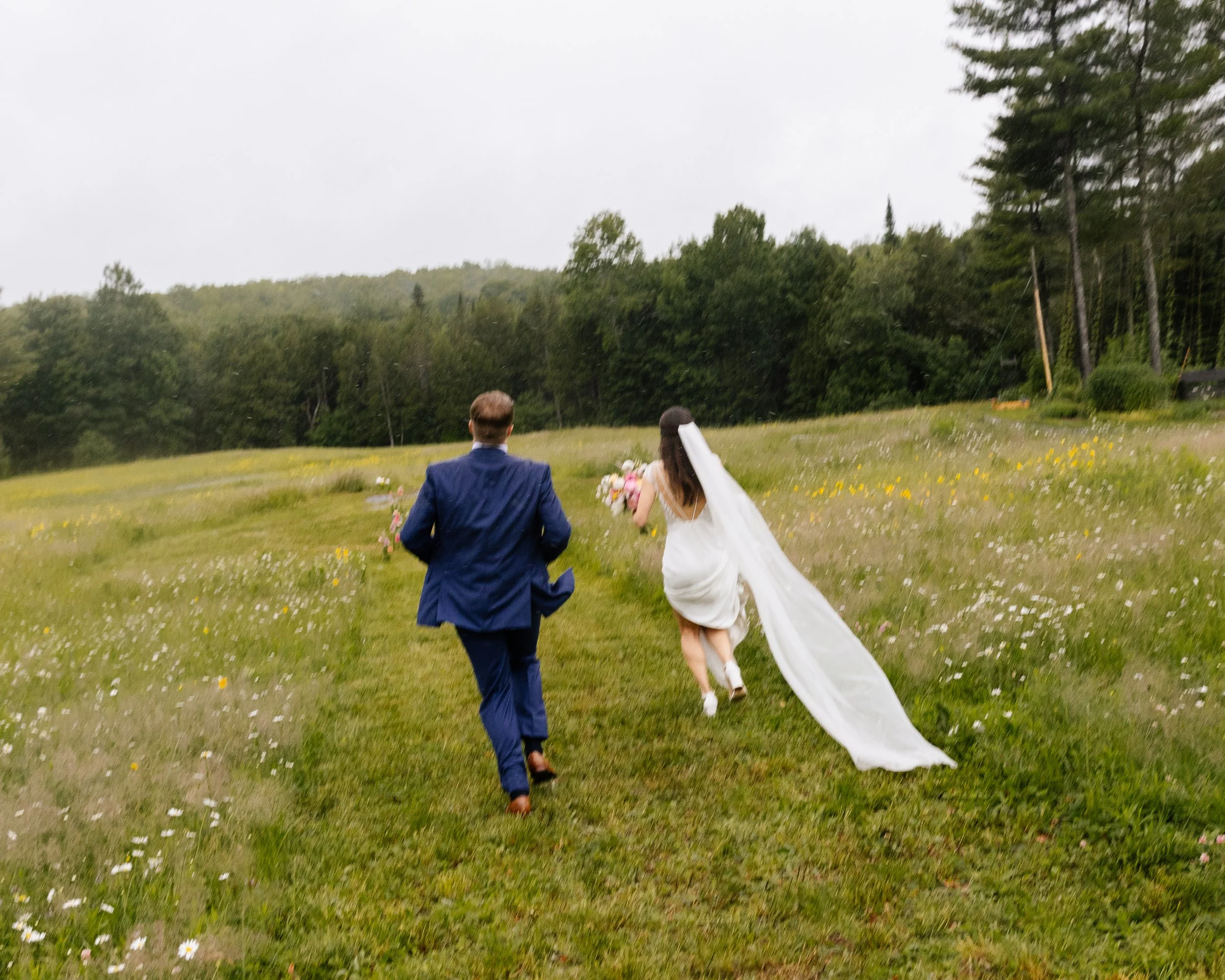A couple during their non-traditional backyard wedding in Maine. Photography by Sienna Renee Photography.