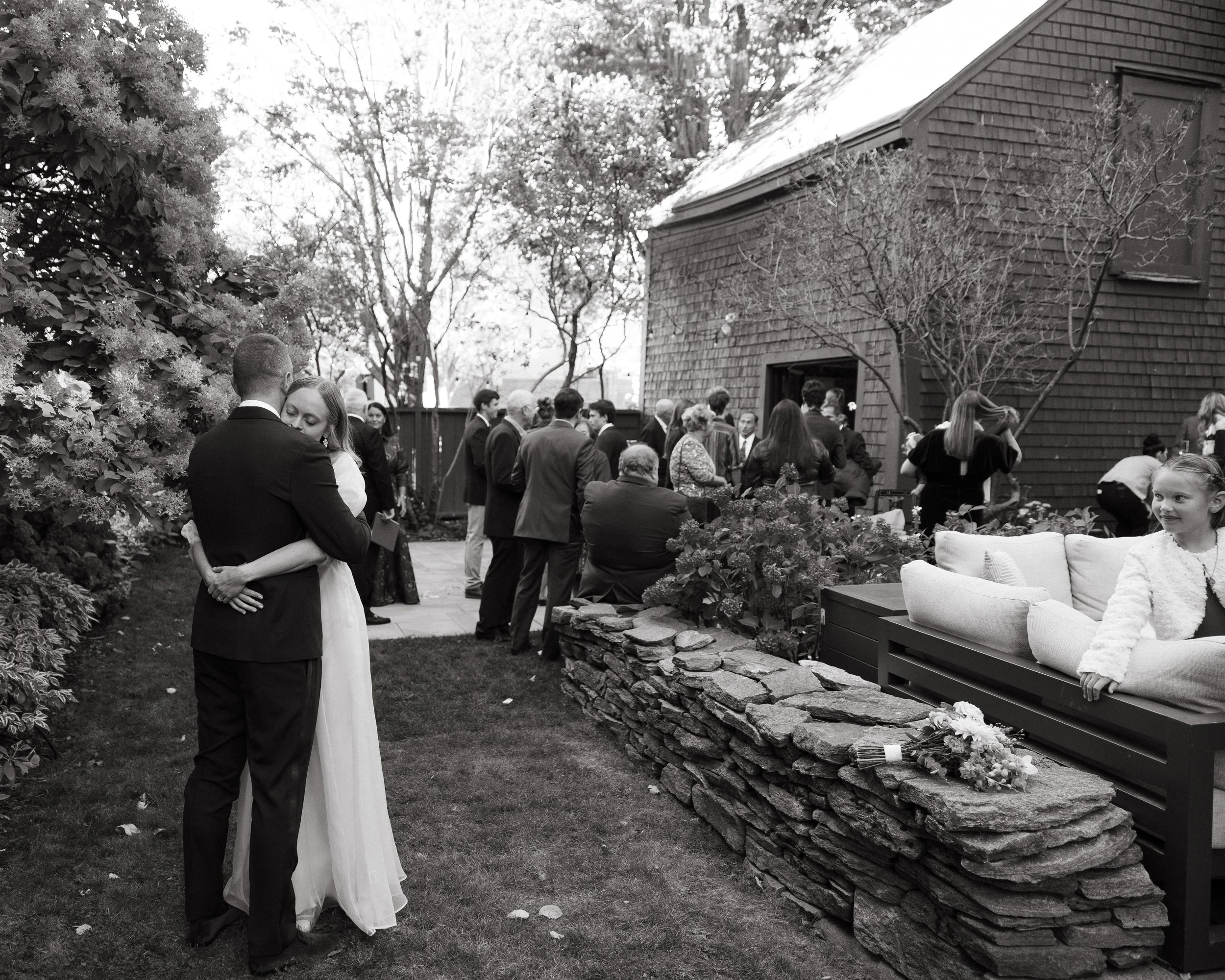 A couple during their wedding weekend at The Thomas Delano House in Portland, Maine. Photography by Sienna Renee Photography.