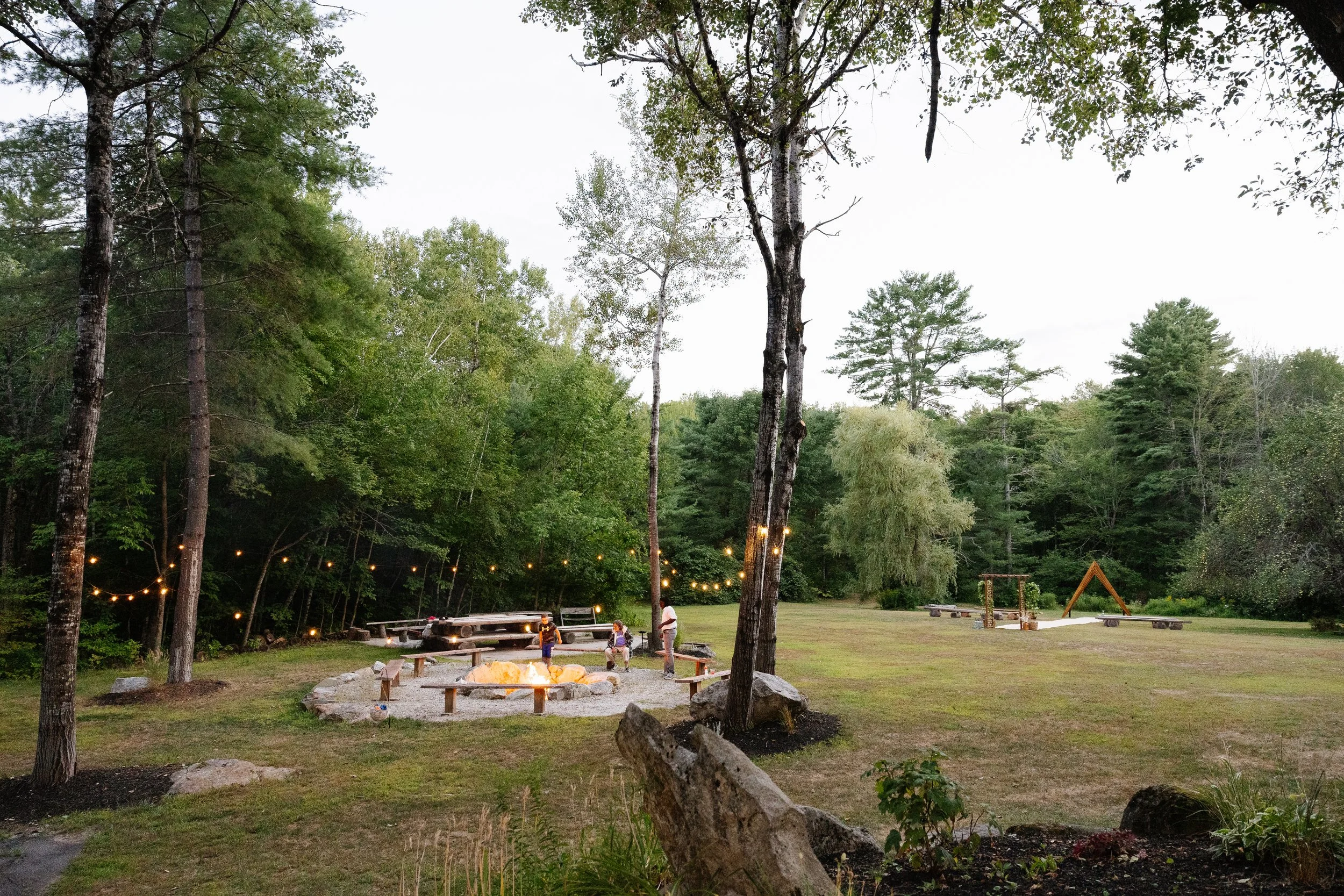 Fire and grounds at The Golden Heart Estate in Shapleigh, Maine. Photography by Sienna Renee Photography.