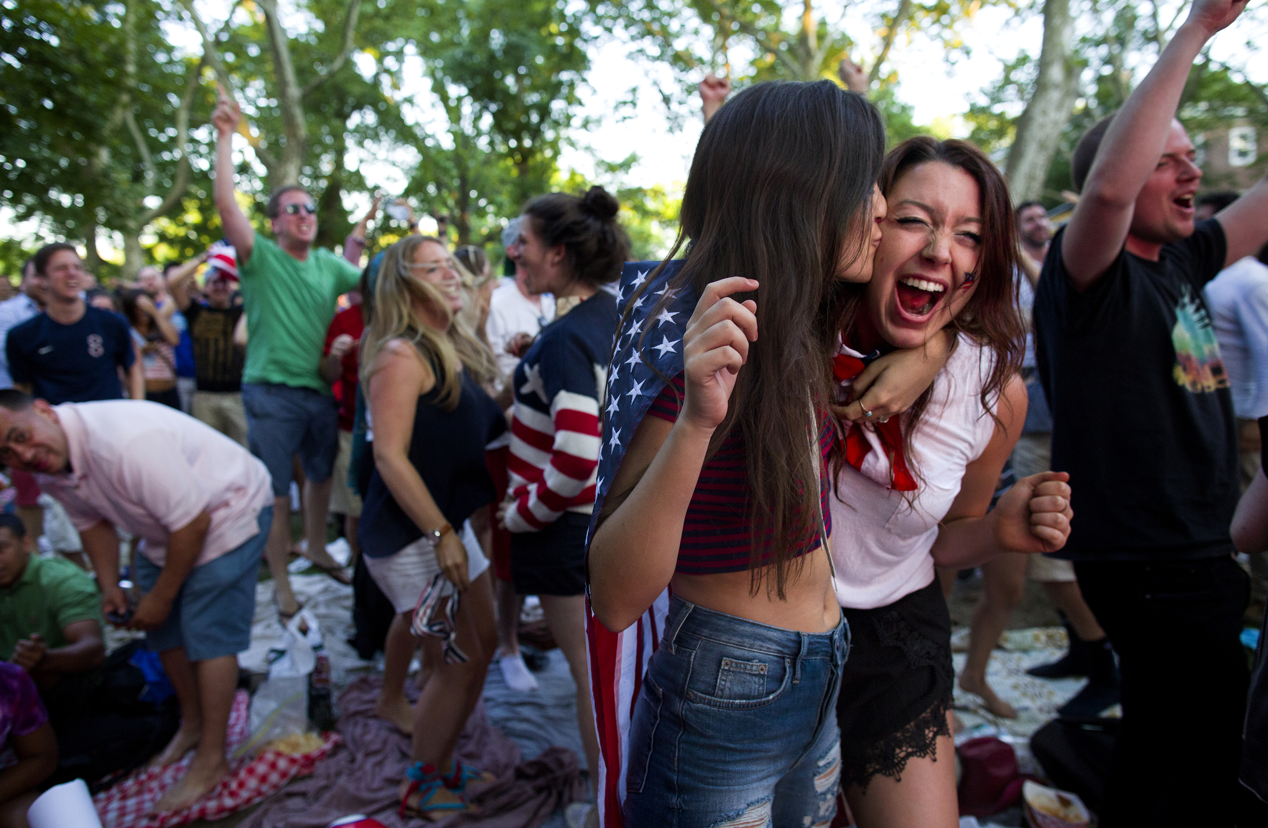  Celebrating a US goal, World Cup viewing party, Governor's Island, 2014 