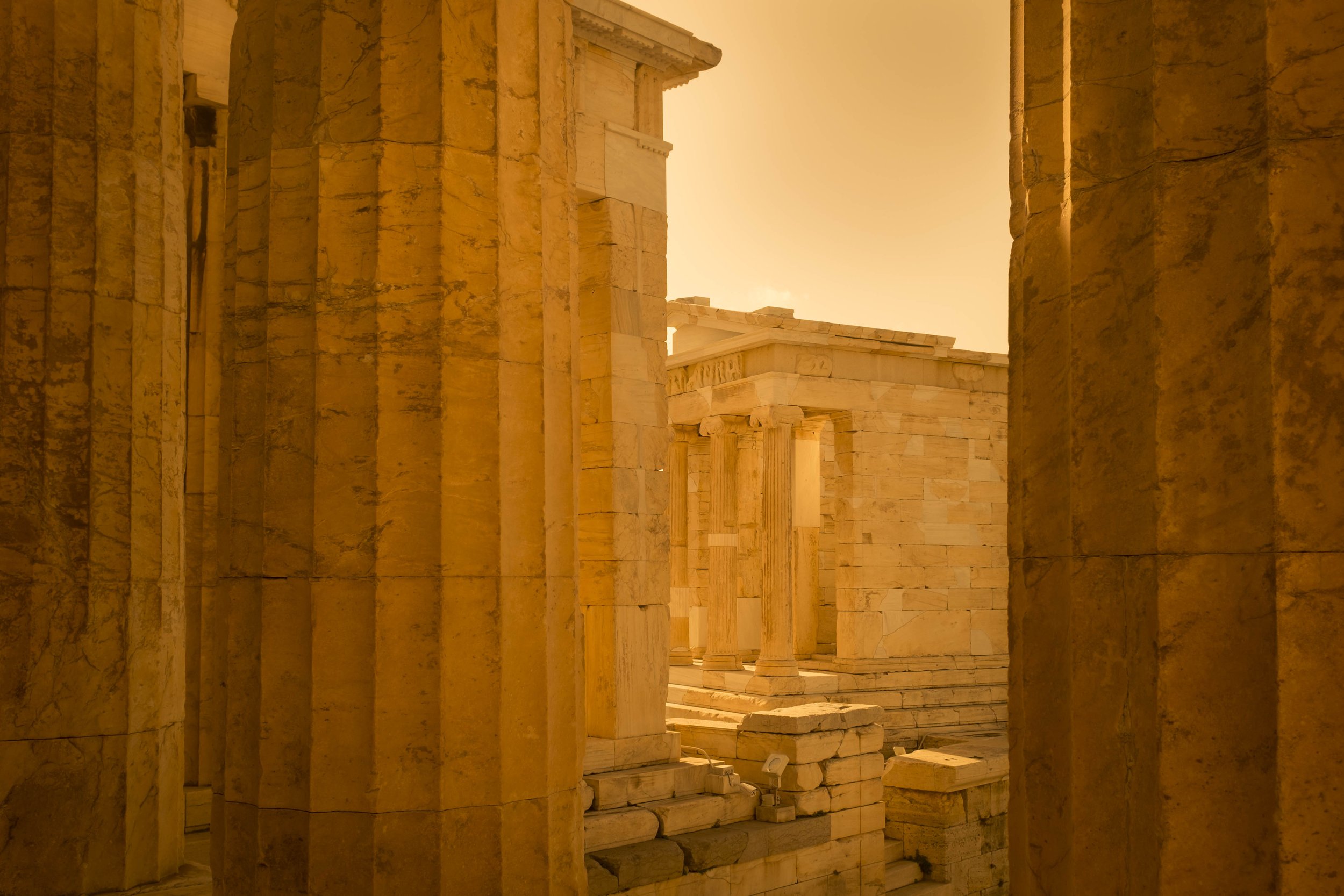 Nike's temple seen through the Propylaea