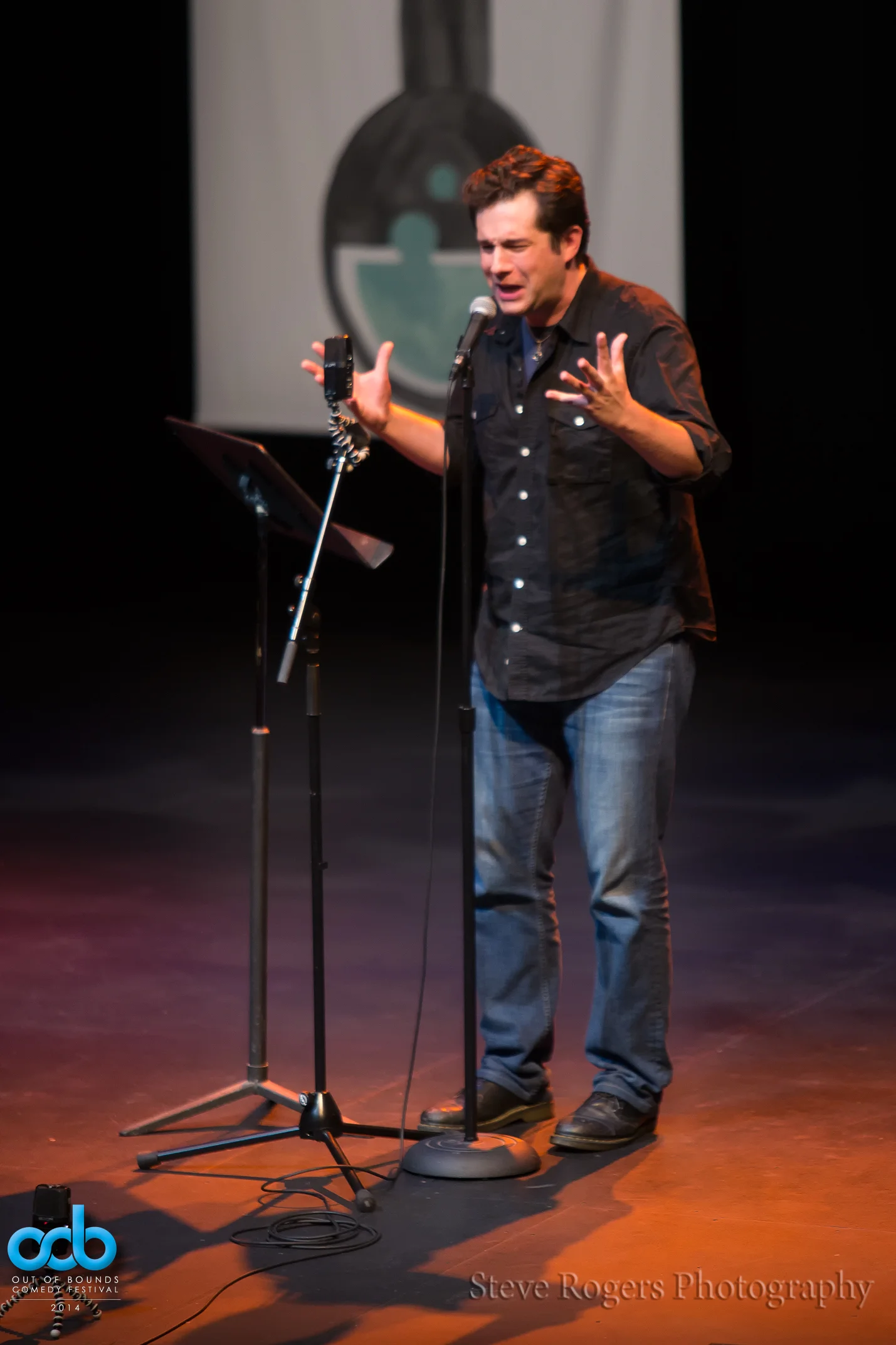 Yrs truly performing at Kevin Allison's RISK! show. Photo courtesy of Steve Rogers 