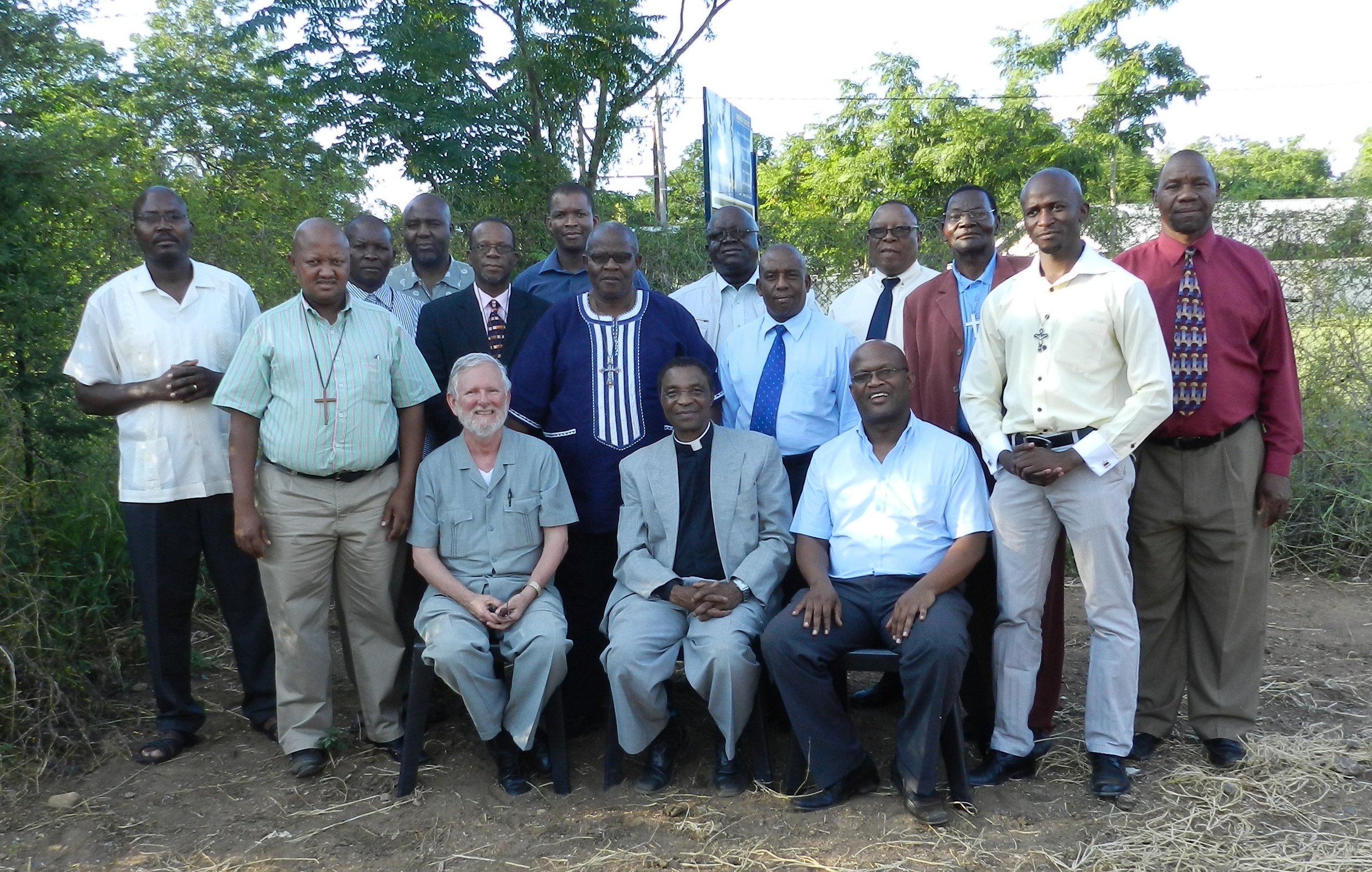  Seated: Fr. Leon Spencer, Fr. James Amanze, and Fr. John Hamithi, lecturers, with ordinands