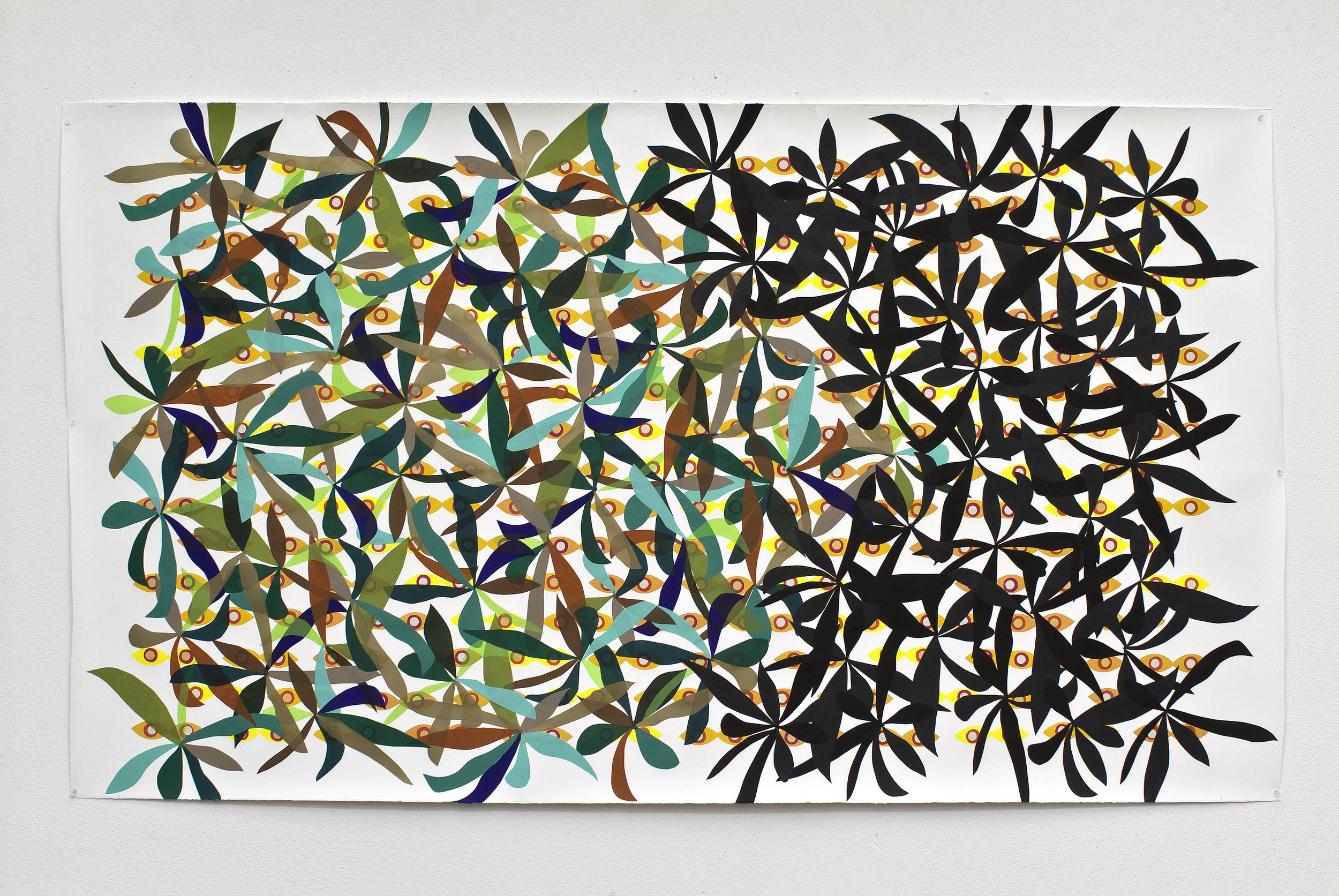 Rousseau Walks, 2010, acrylic screen-print on Fabriano paper, 60 x 80 inches