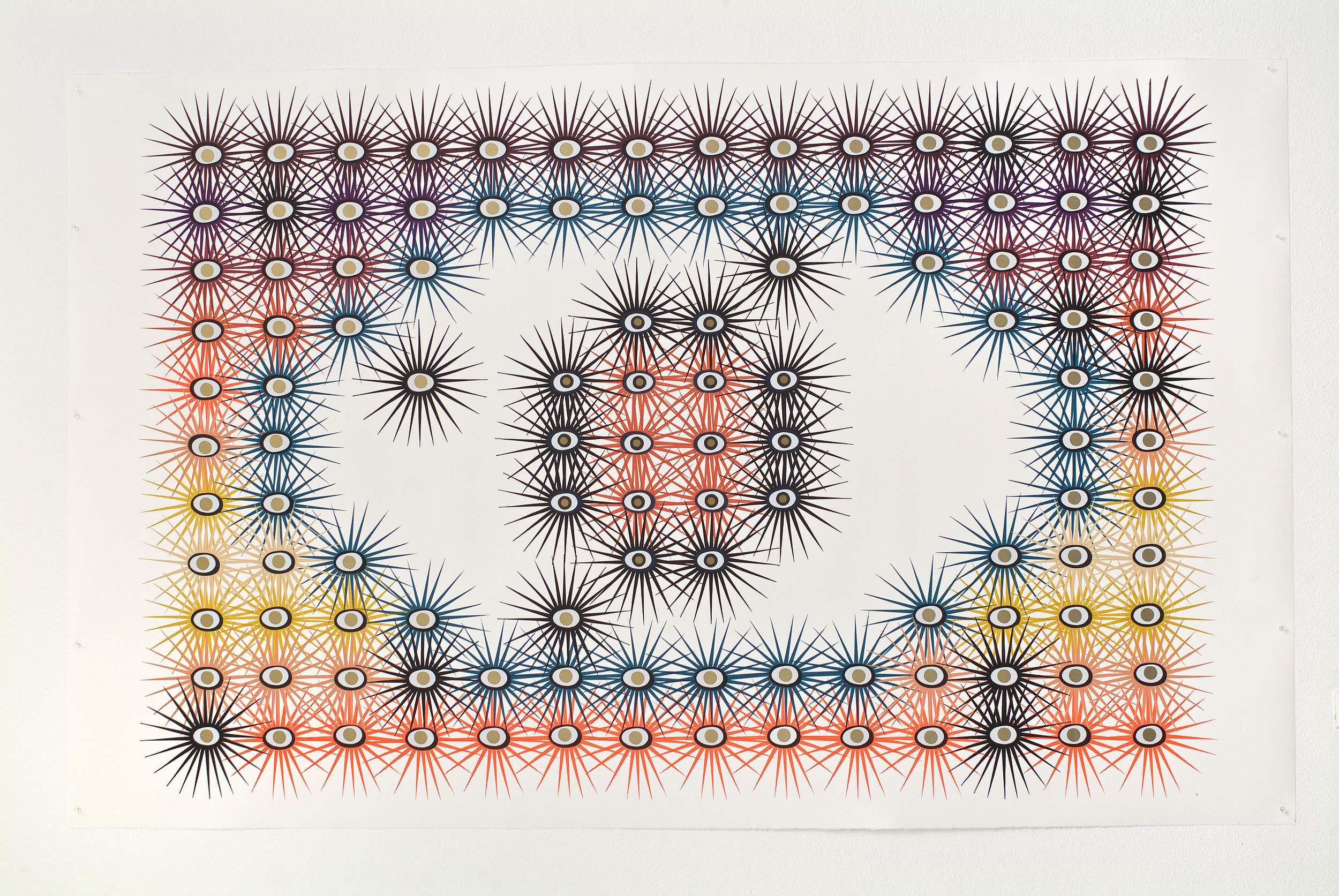 Into 3, 2009, acyrlic screen-print on Fabriano paper, 55 x 80 inches