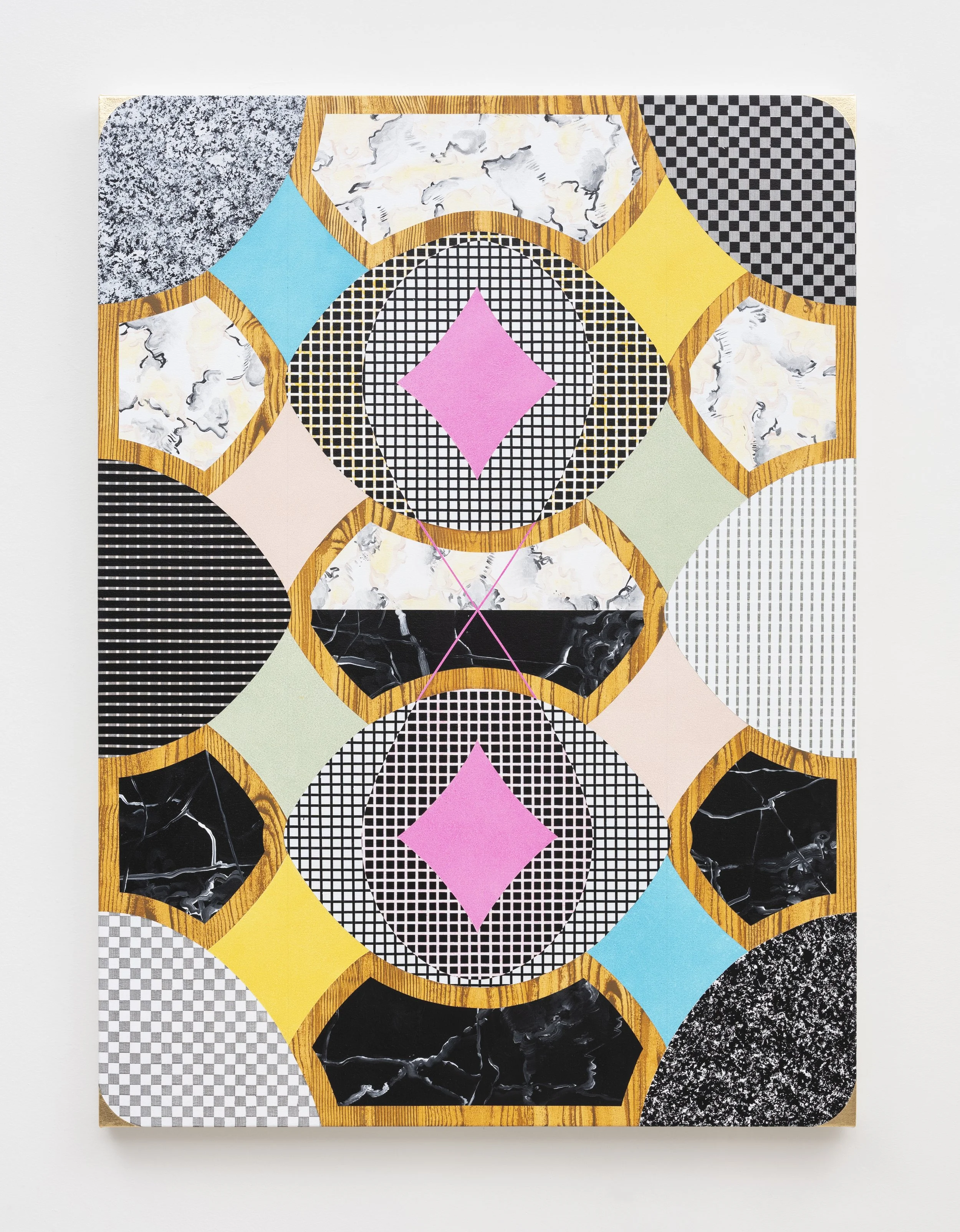 Lot 239: Ten of Diamonds, 2025, acrylic paint and metal leaf on canvas, 49 x 36 inches