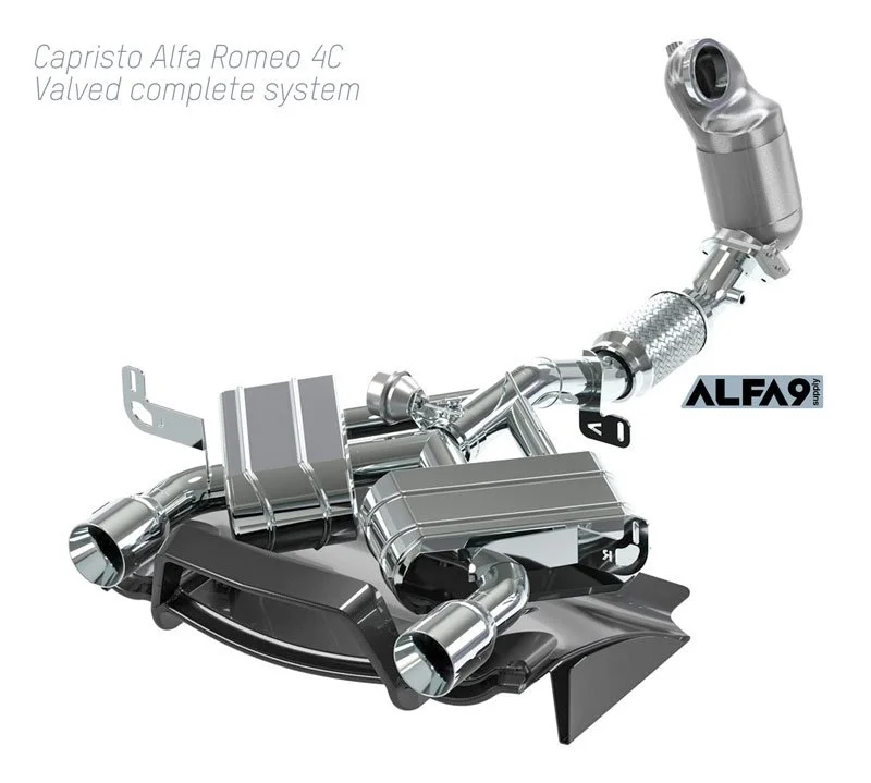 Schematic of Capristo 4C catback valved exhaust system with high flow cat