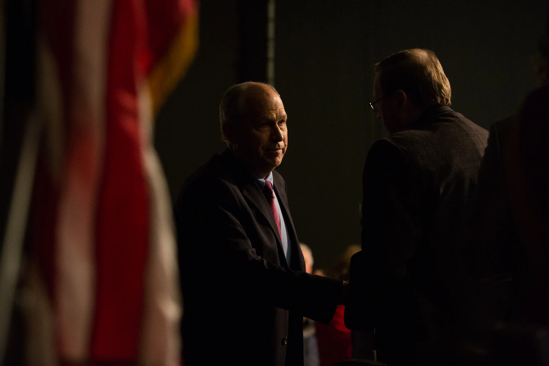 Alaska Governor Elect Bill Walker shook hands with members of the Resource Development Council of Alaska at the 35th Alaska Resources Conference held at the Dena'ina Center in Anchorage, Alaska on Thursday, November 20, 2014.