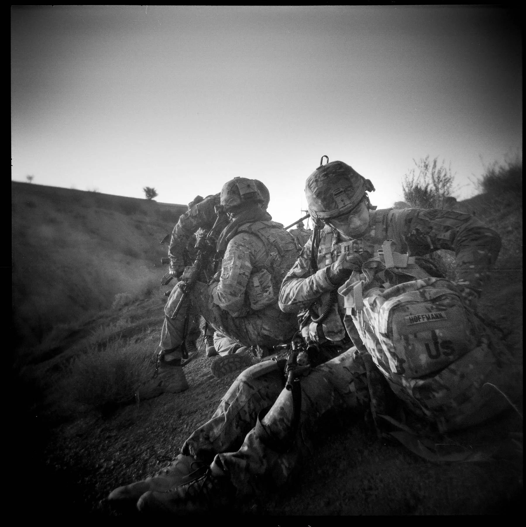 Soldiers pause while on patrol in Gayan district, Paktika province. 2011. 