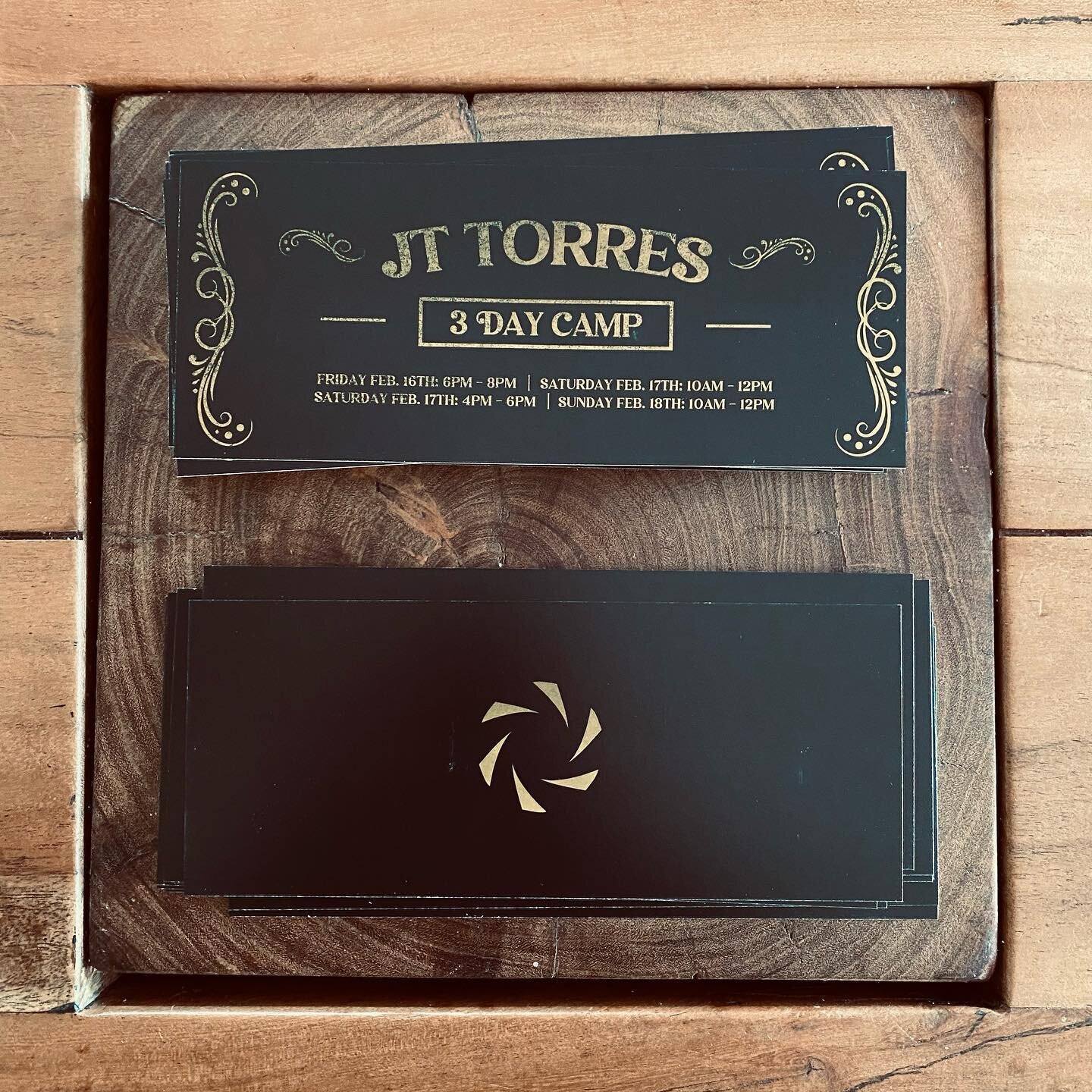 On Black Friday we are releasing tickets to our 3-Day JT Torres camp.  We are limiting this event to 75 tickets - and no spectators - to ensure the quality and organization of this event.

Only $225 for one of these beautiful 3.5&rdquo; x 8.5&rdquo; 