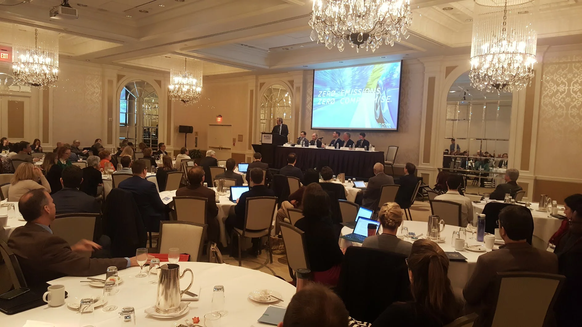FCHEA President Morry Markowitz (at podium) presents at the NASEO 2017 Energy Policy Outlook Conference 