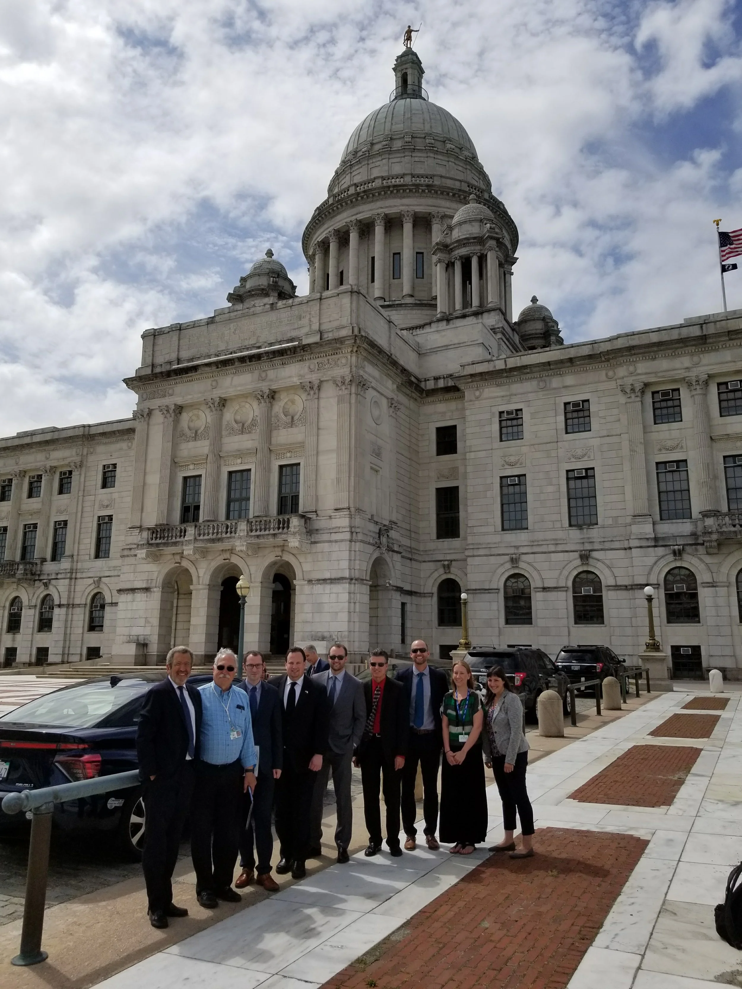 June 16: outside the Rhode Island State Capitol in Providence. 