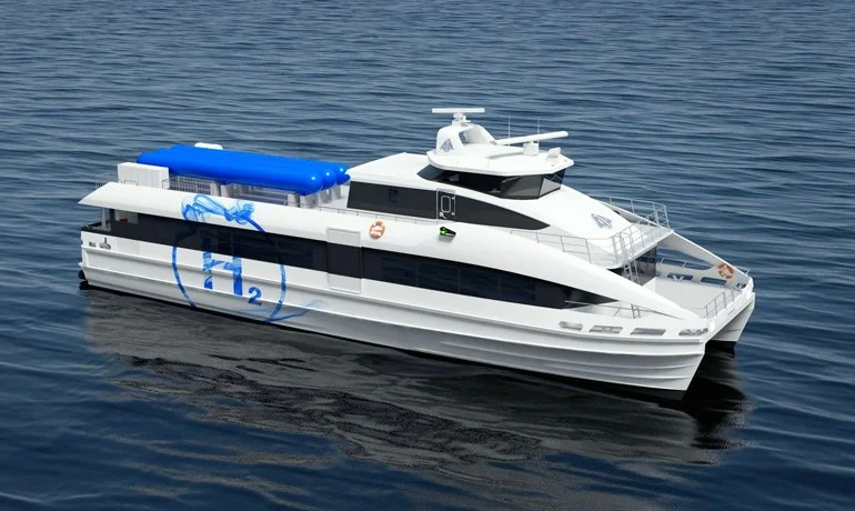 Digital rendering of a ship powered by HYON AS/PowerCell’s maritime fuel cell solution. Source: https://www.shippax.com/en/press-releases/hyon-as-receives-worlds-first-approval-in-principle-from-dnv-gl-of-module-based-fuel-cell-solutions-for-use-in-maritime-environment.aspx