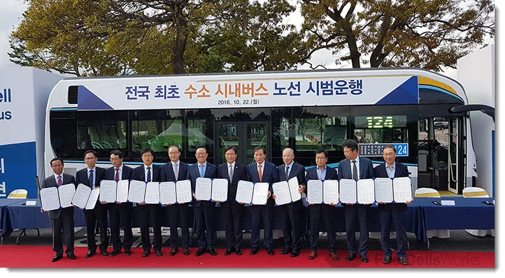 Hyundai’s first commercial hydrogen-powered bus began commercial service in Ulsan in October of 2018. Source: Hyundai Motors
