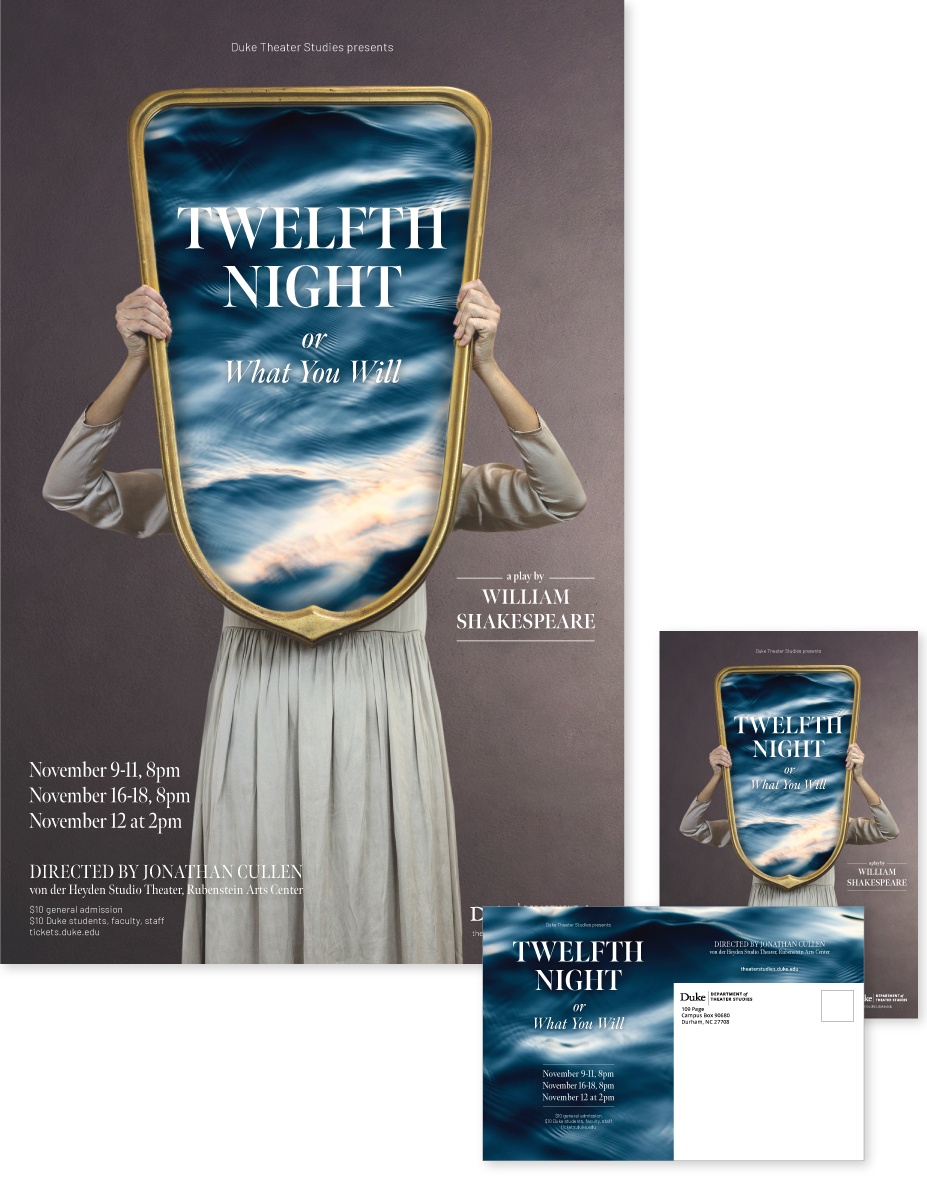 Promotional design for Duke Theater's production of Twelfth Night