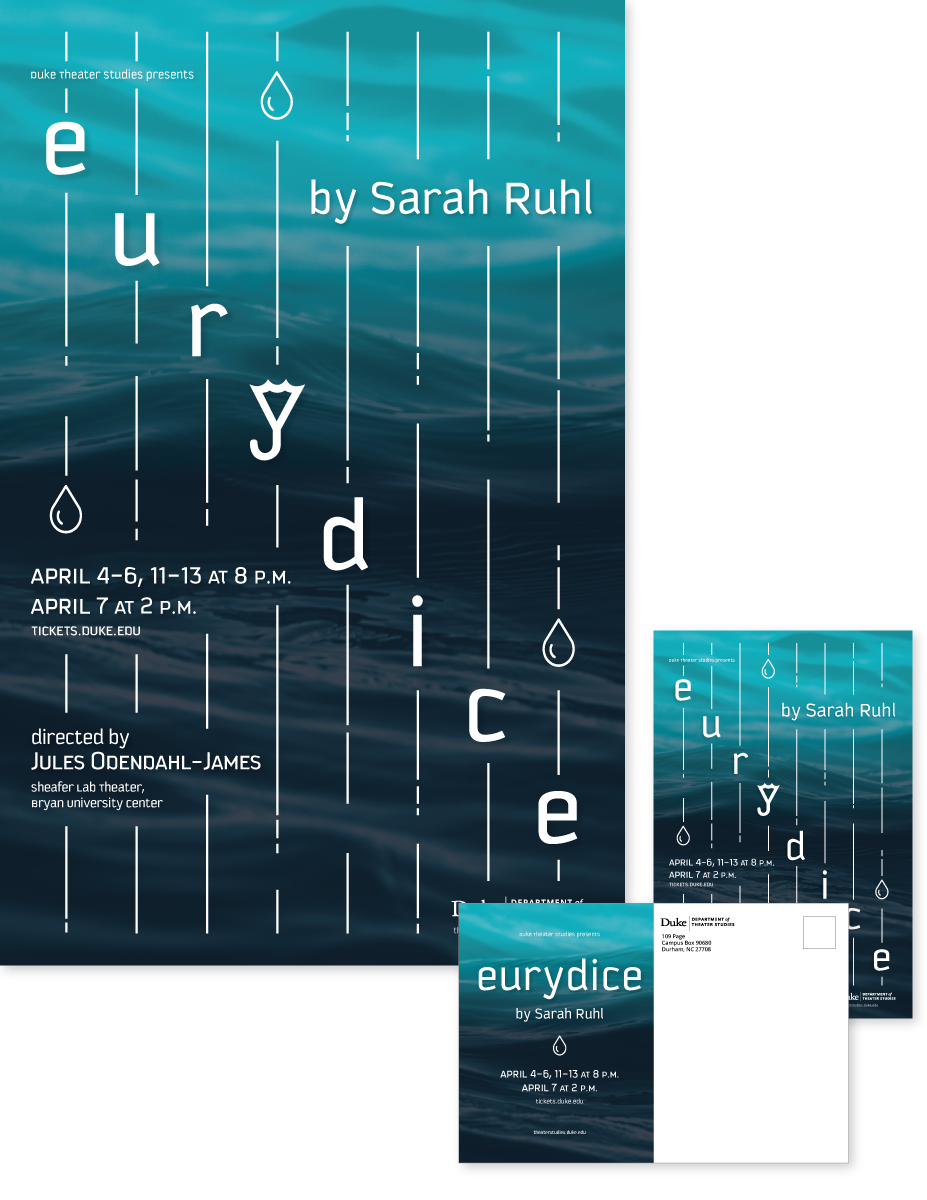 Promotional design for Duke Theater's production of Eurydice