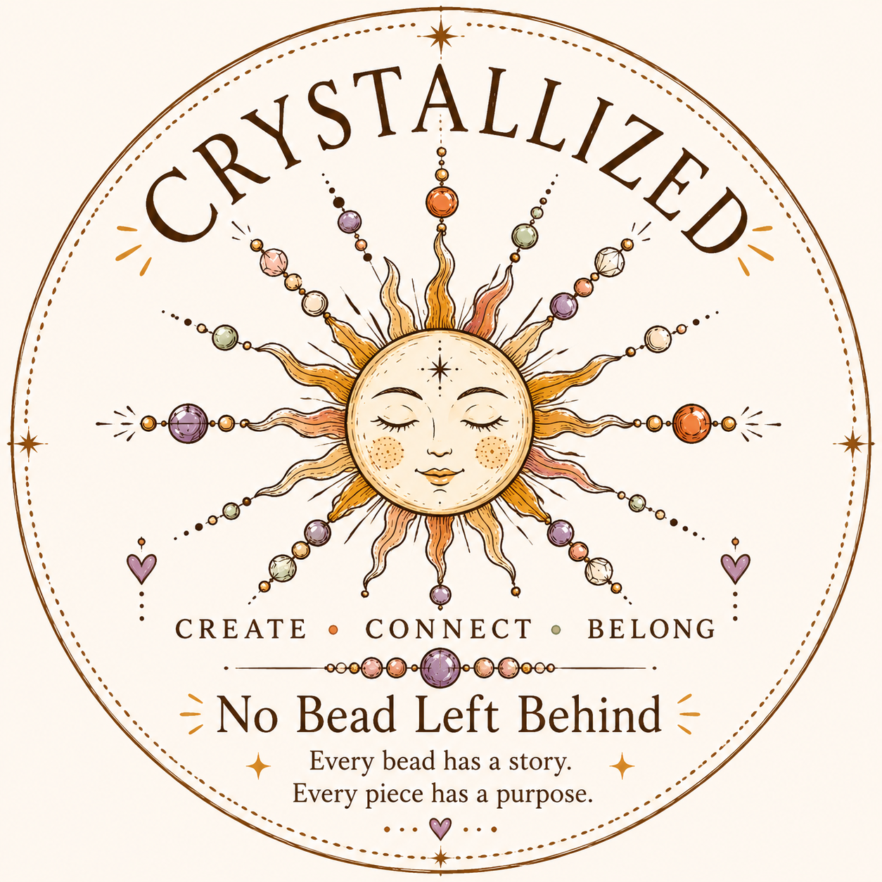 a logo for crystal de la torre jewelry and art making business