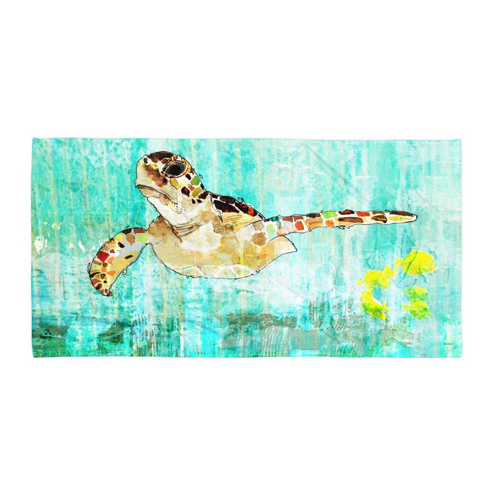 Colorful Sea Turtle Beach Towel — John Baran Animal Art