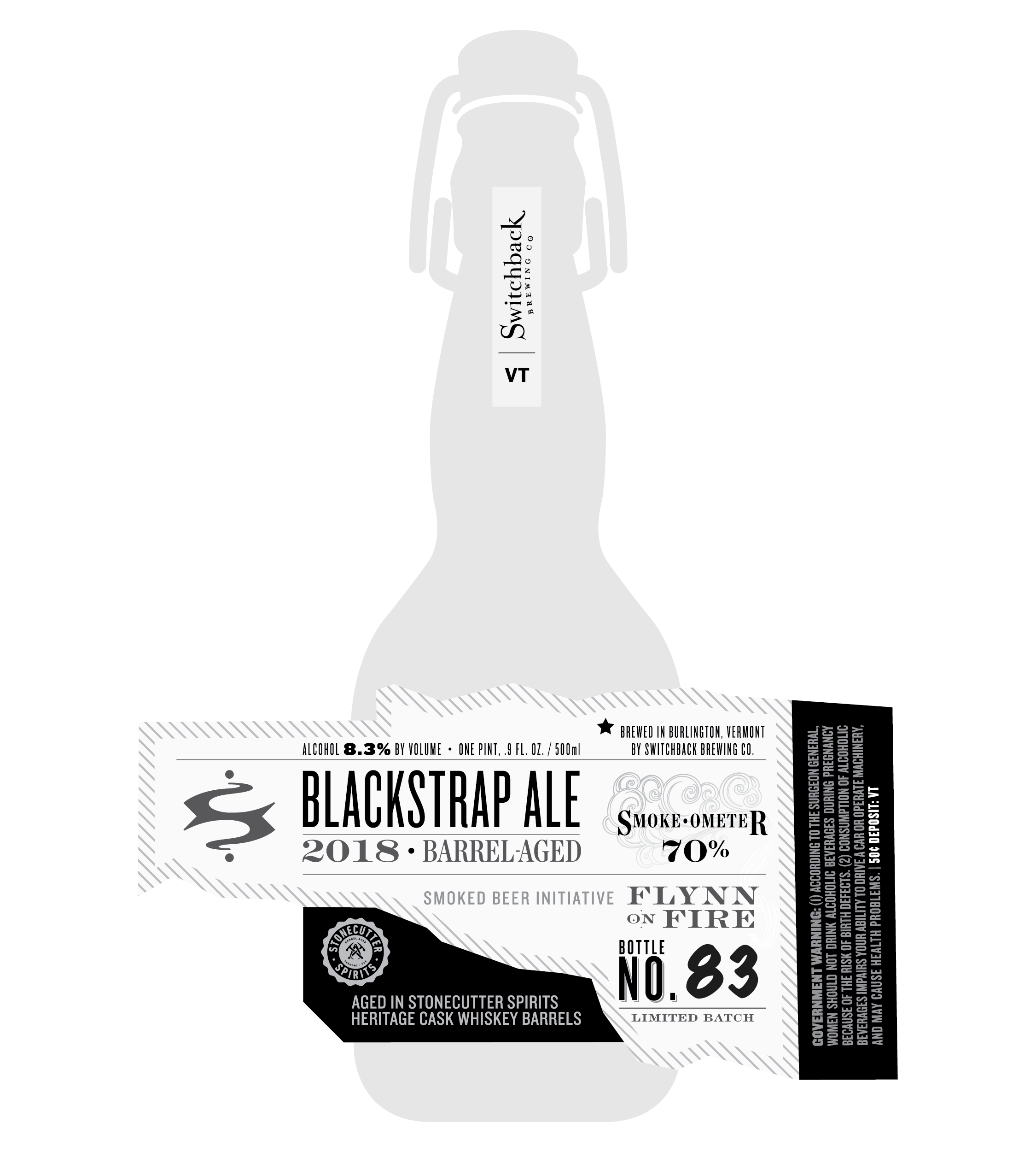 Switchback Blackstrap Ale label design by Interrobang