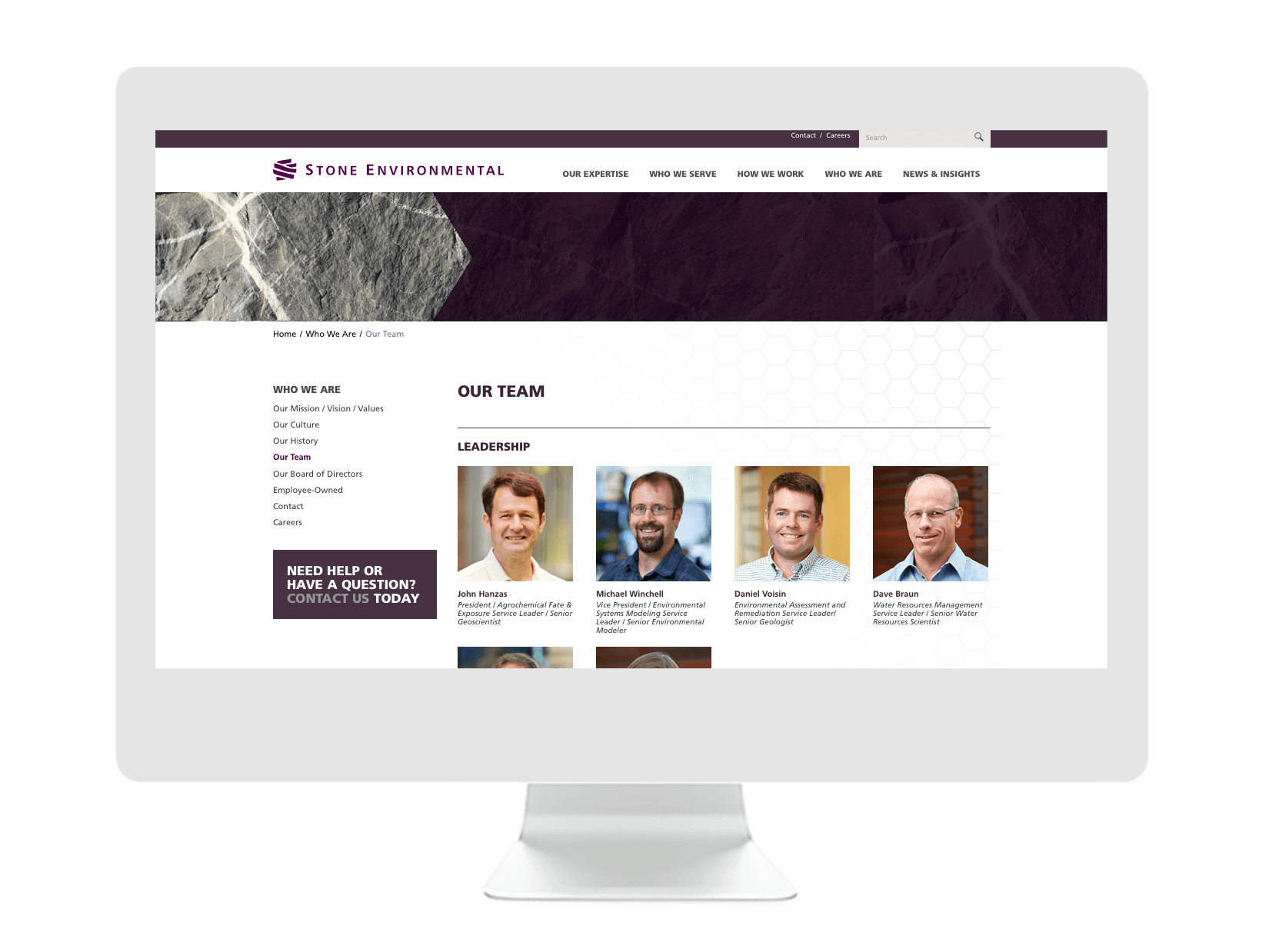 Stone Environmental's Our Team page design by Interrobang
