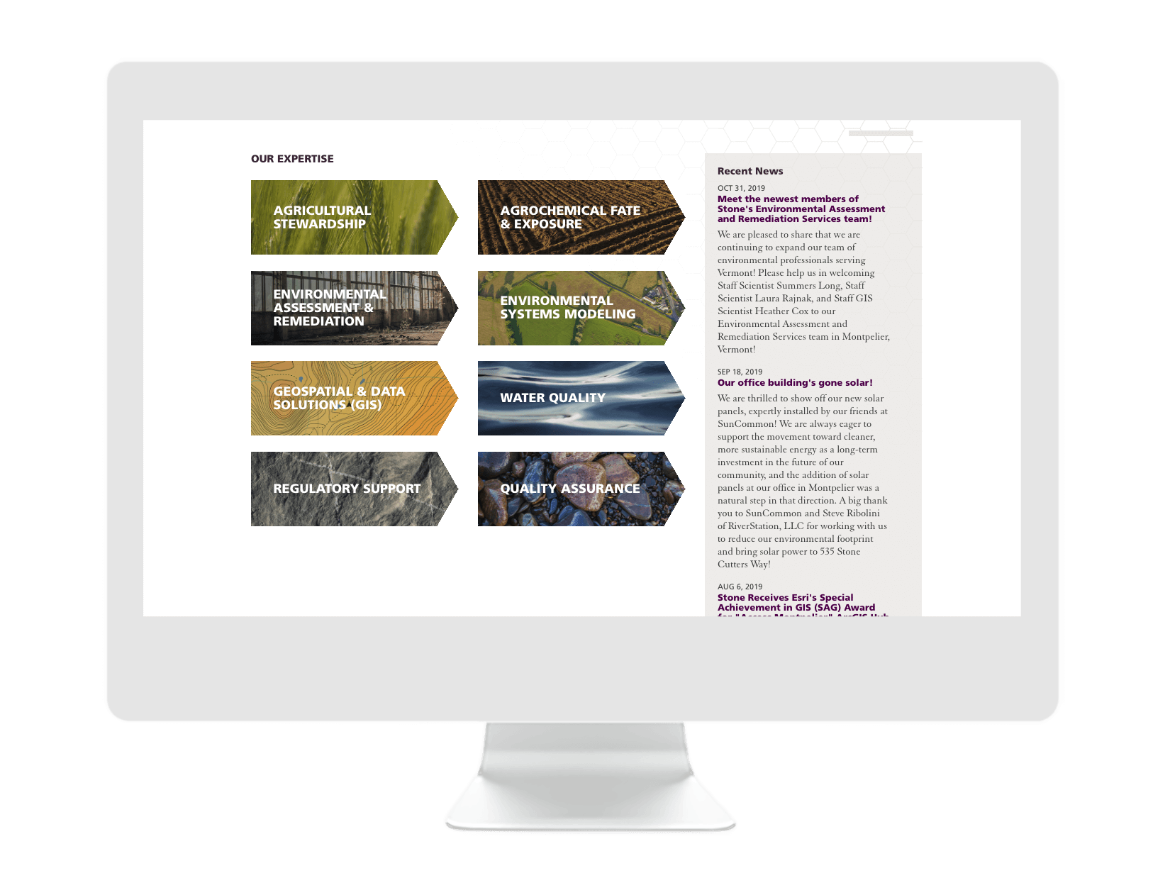 Stone Environmental's Our Expertise page design by Interrobang