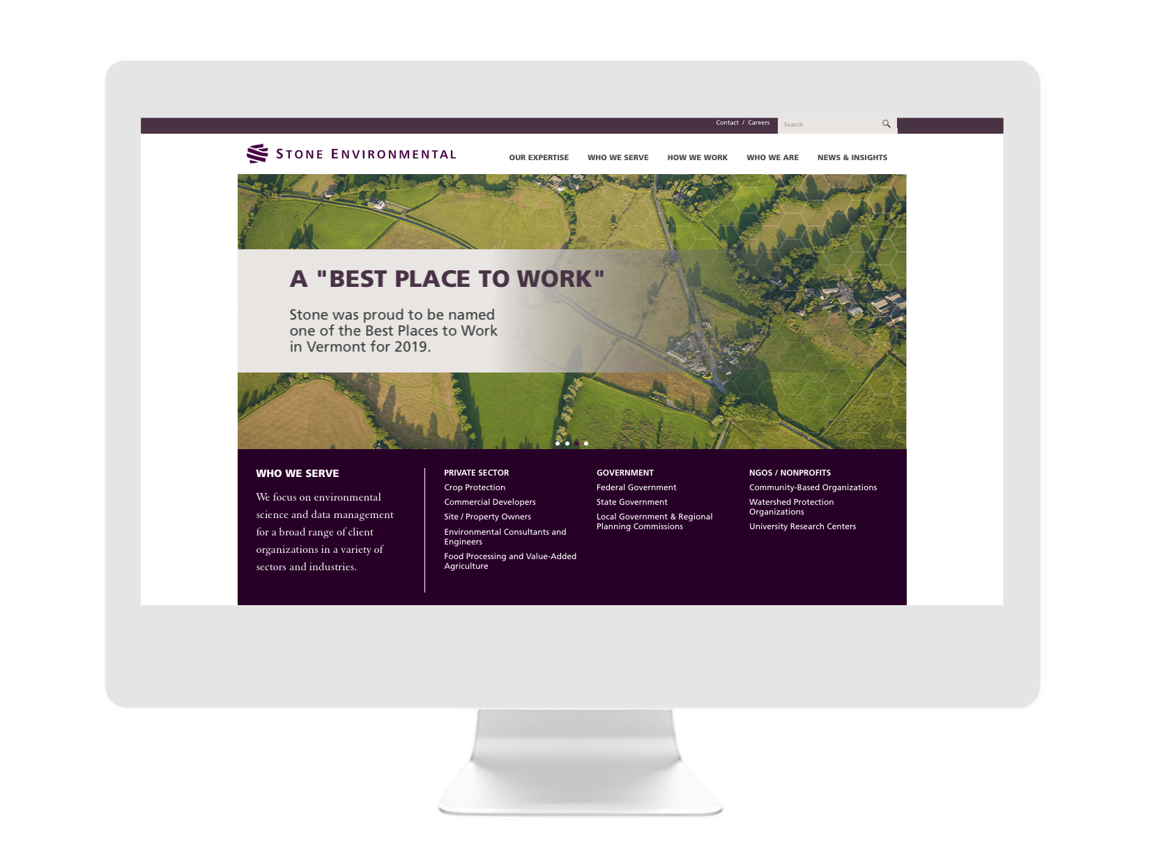 Stone Environmental's A "Best Place to Work" home page slide show design by Interrobang