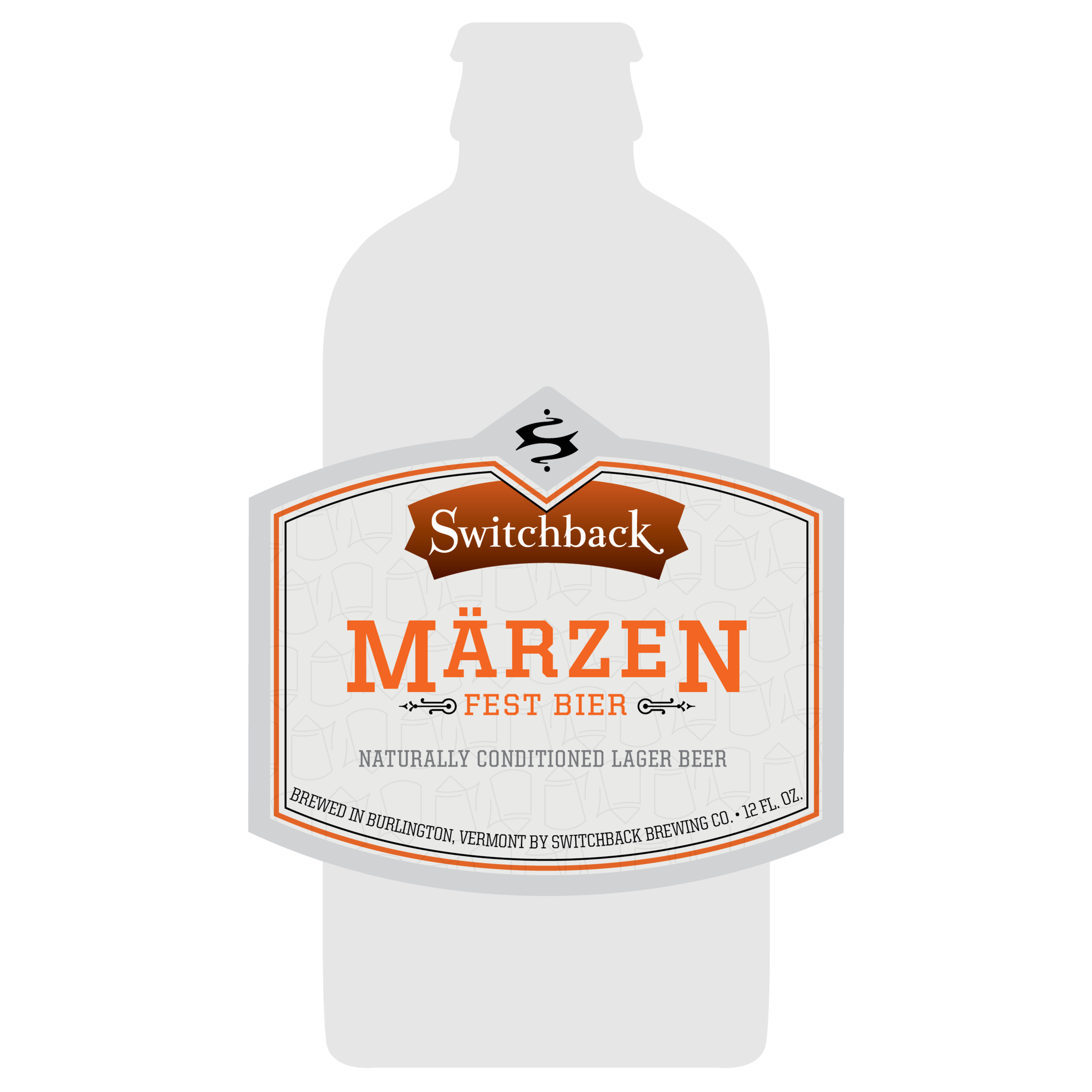 Interrobang's 12oz bottle label design for Switchback Märzen Fest Bier