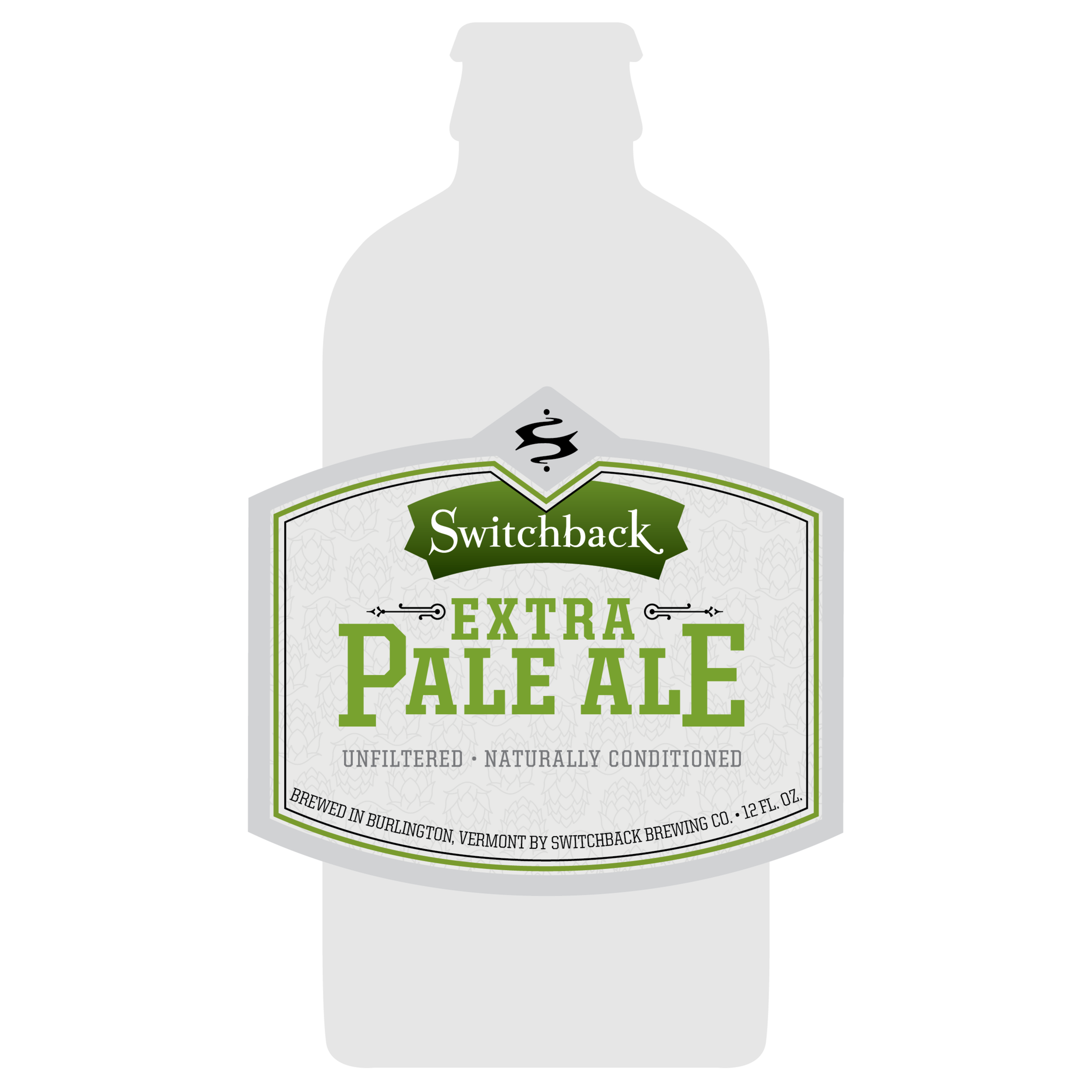 Interrobang's 12oz bottle label design for Switchback Extra Pale Ale