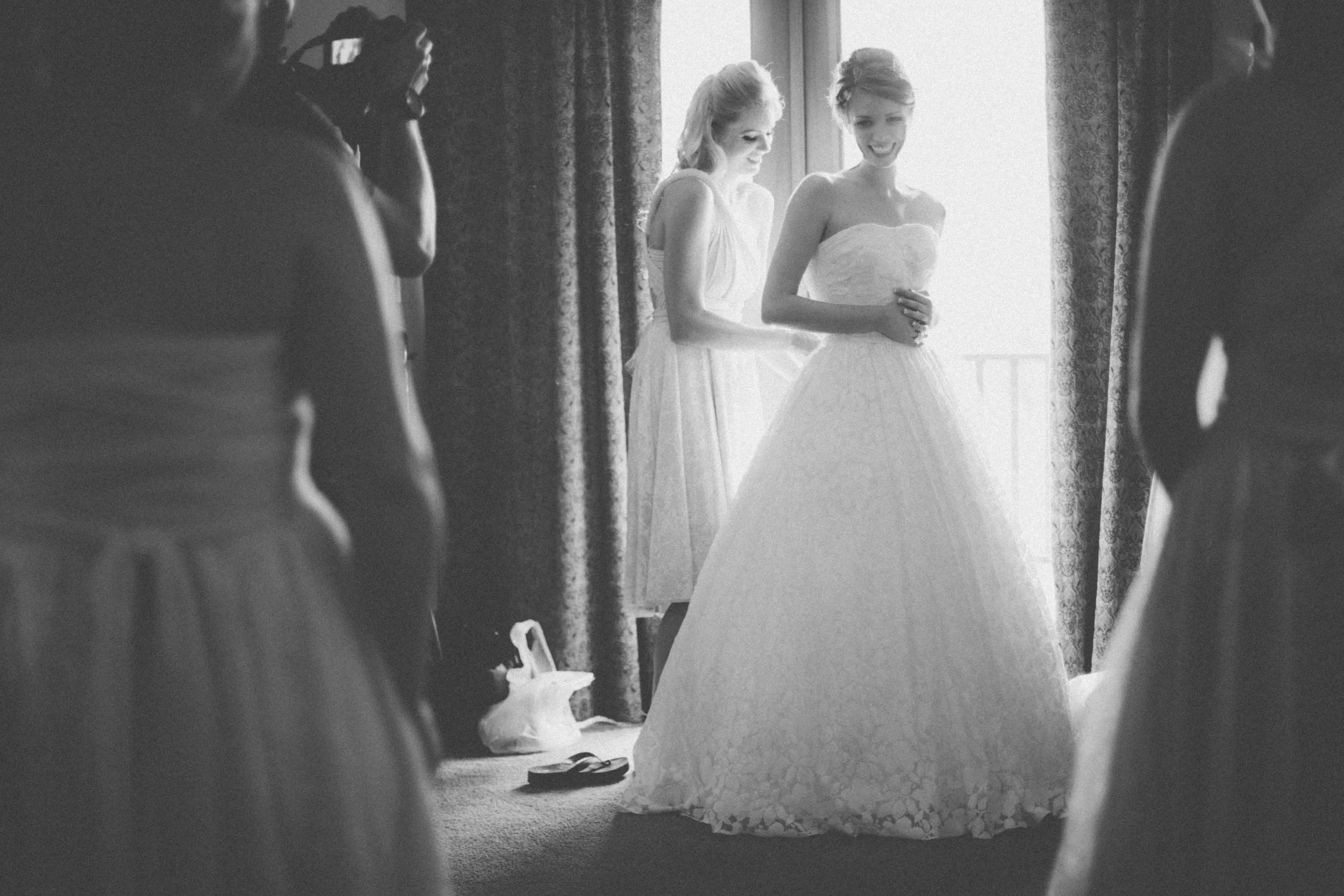 Finally putting the dress on!
