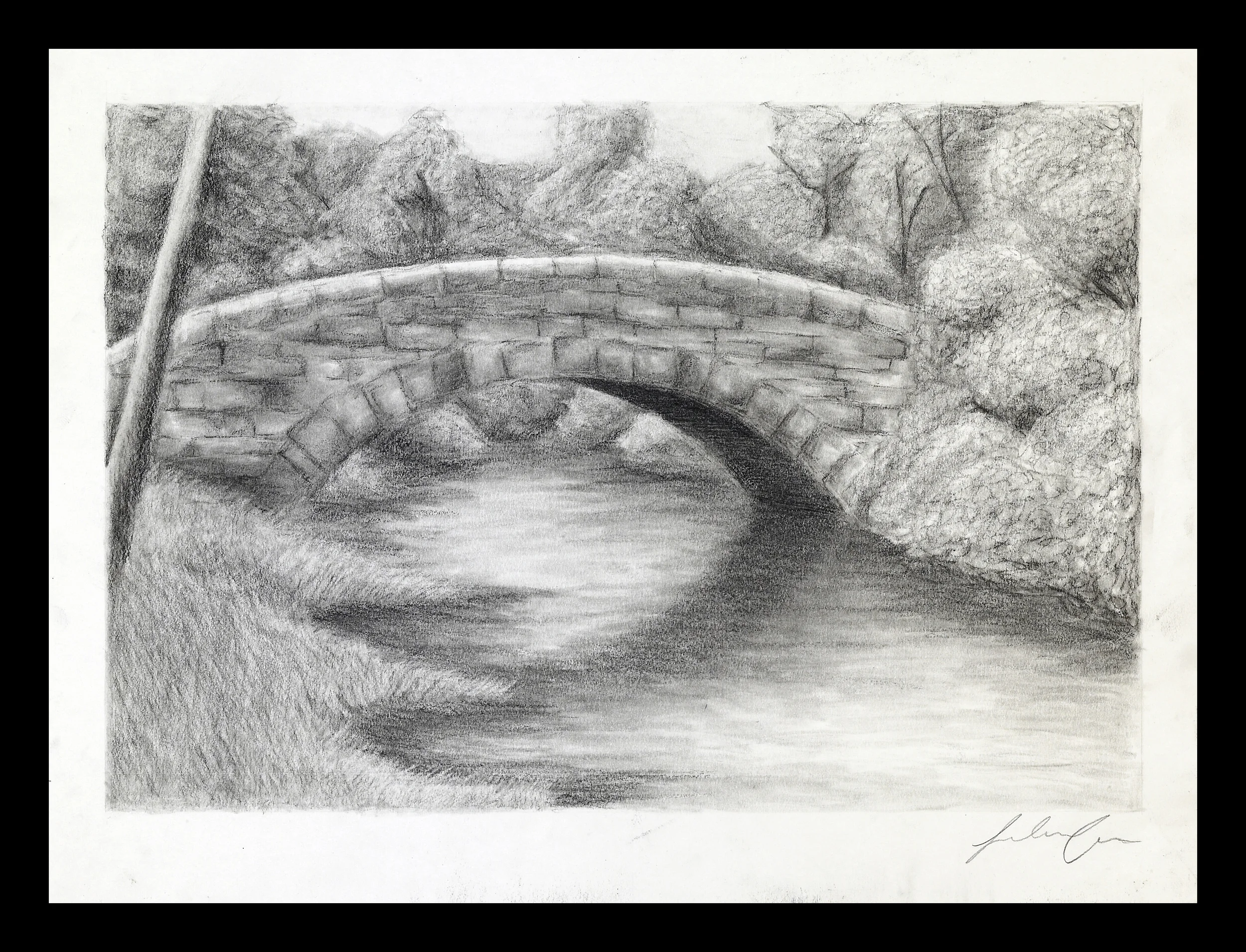 Cha.Bridge Over Water.Graphite on Paper.15x11inches.10-07.jpg