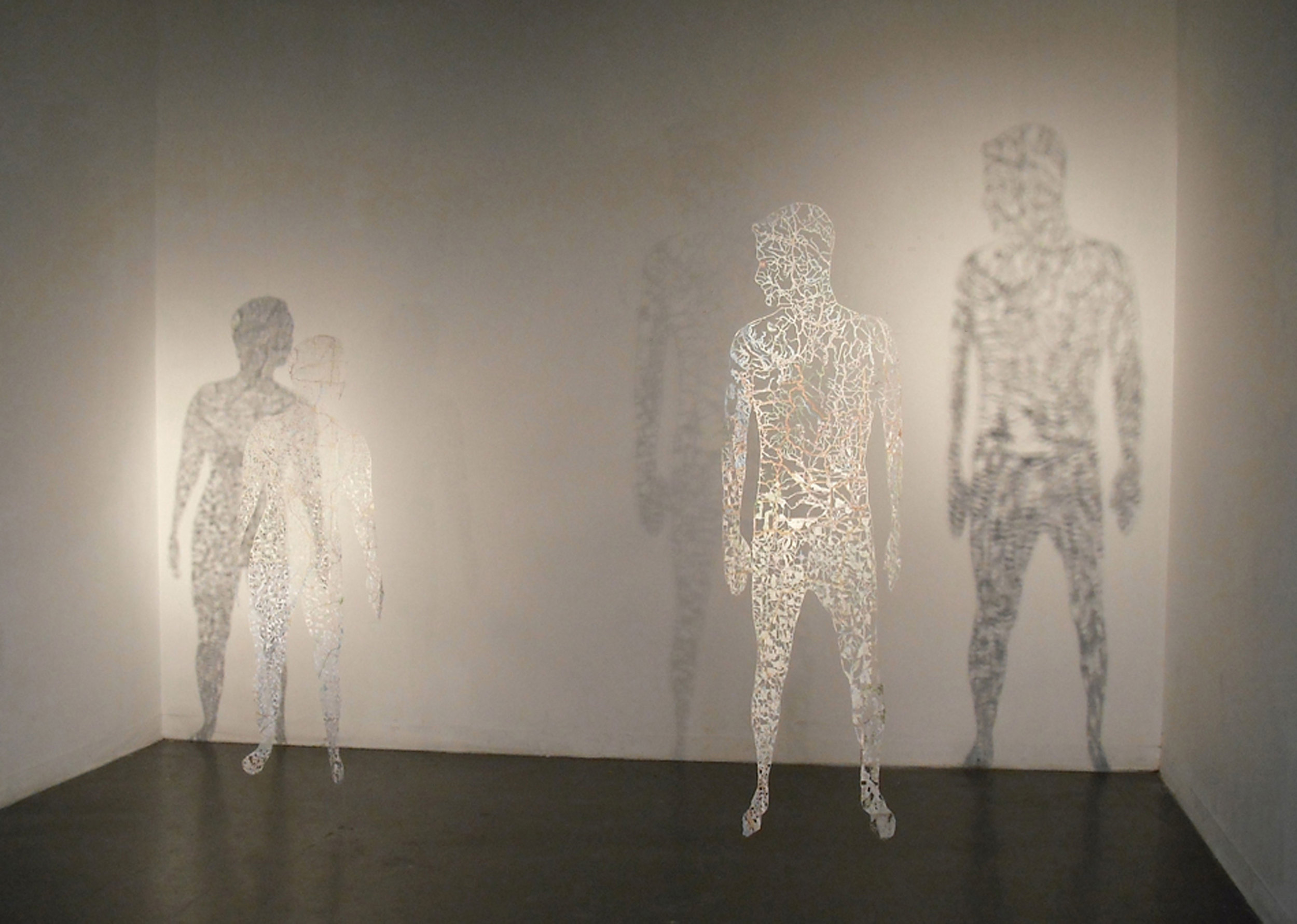 Untitled , Dimensions variable (Installation view), Hand-cut road map, 2010