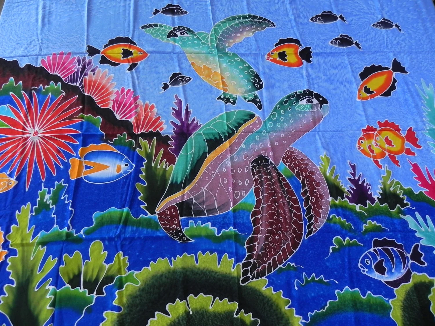Hand Painted Sea Turtle Sarong