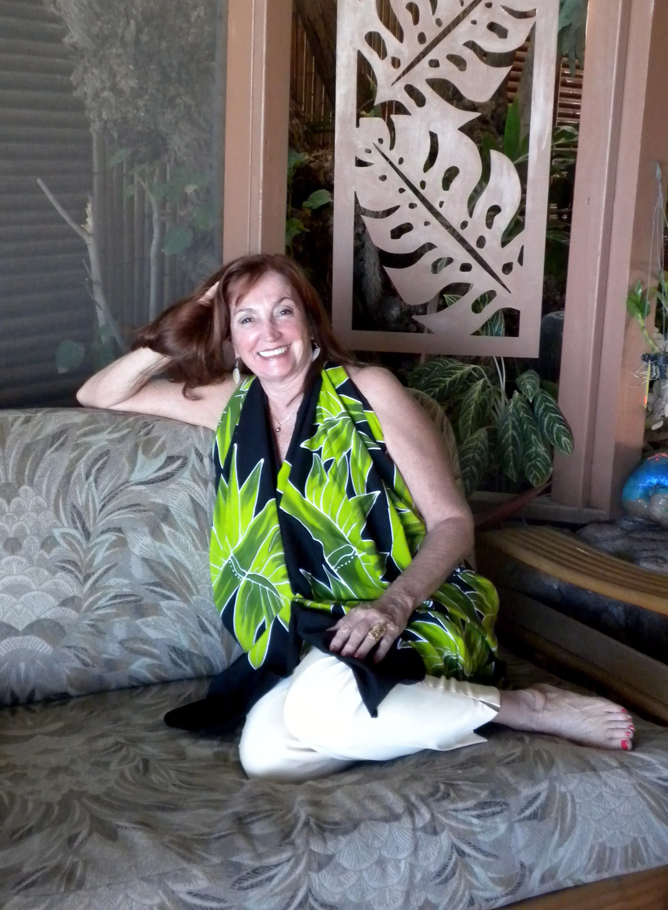 Hand Painted Sarong worn as open jacket