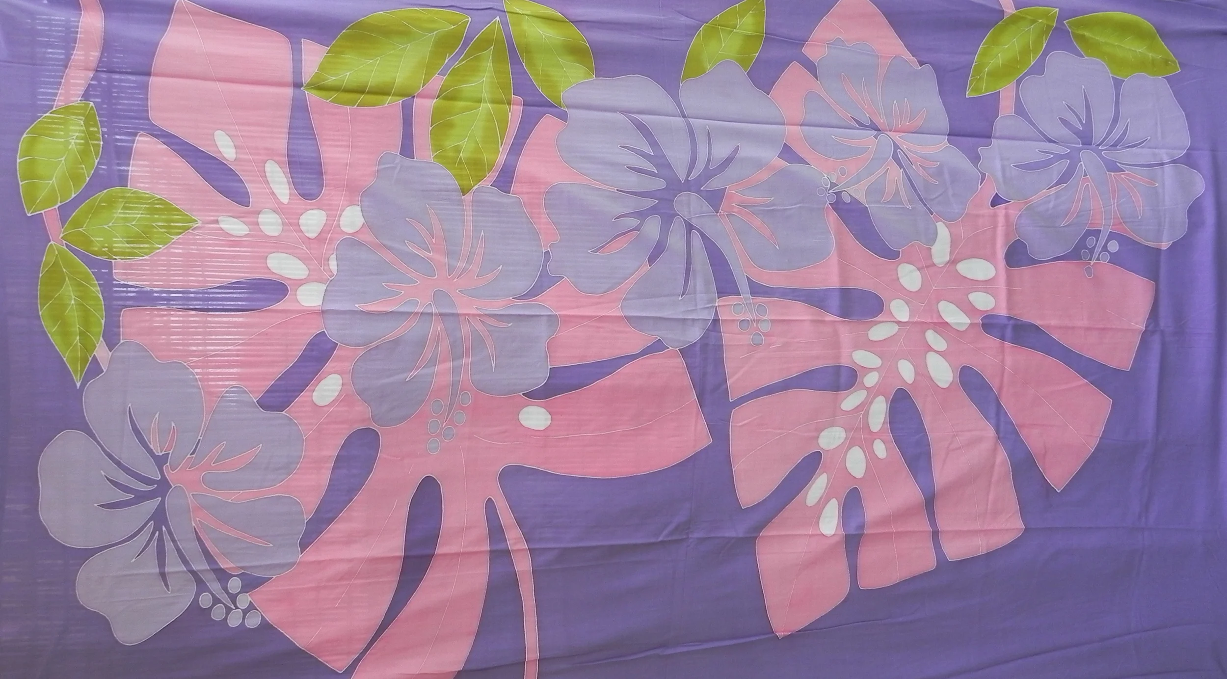 Monstera & Hibiscus Hand Painted Sarong
