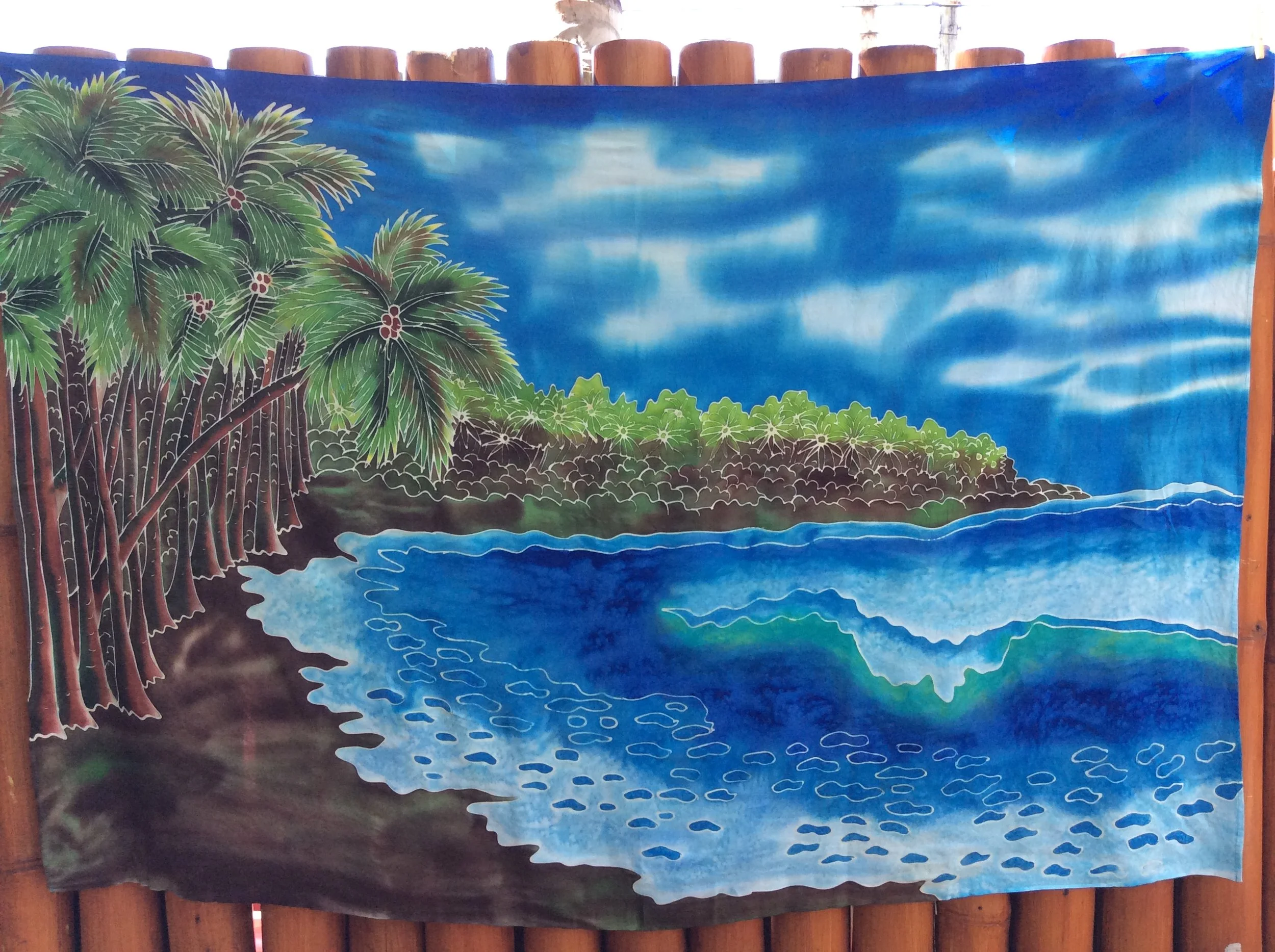 Ocean and Palm tree Hand Painted Sarong