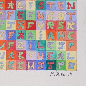 God in some 46 words
Watercolor on #moulinricharddebas
#abstractpainting #painting #artoftheday #artcollectors #wiggleart #alphabet #god #vasarely #danielsmithwatercolor #watercolor #aquarelle #emergingart #art #painting #contemporaryart #artcontemporain #brooklynart #americanart #spiritual #spiritualart #psychedelicart #weedartist #transcendental #artworld #fineart #nycart #santafeart
Martinrixeart.com