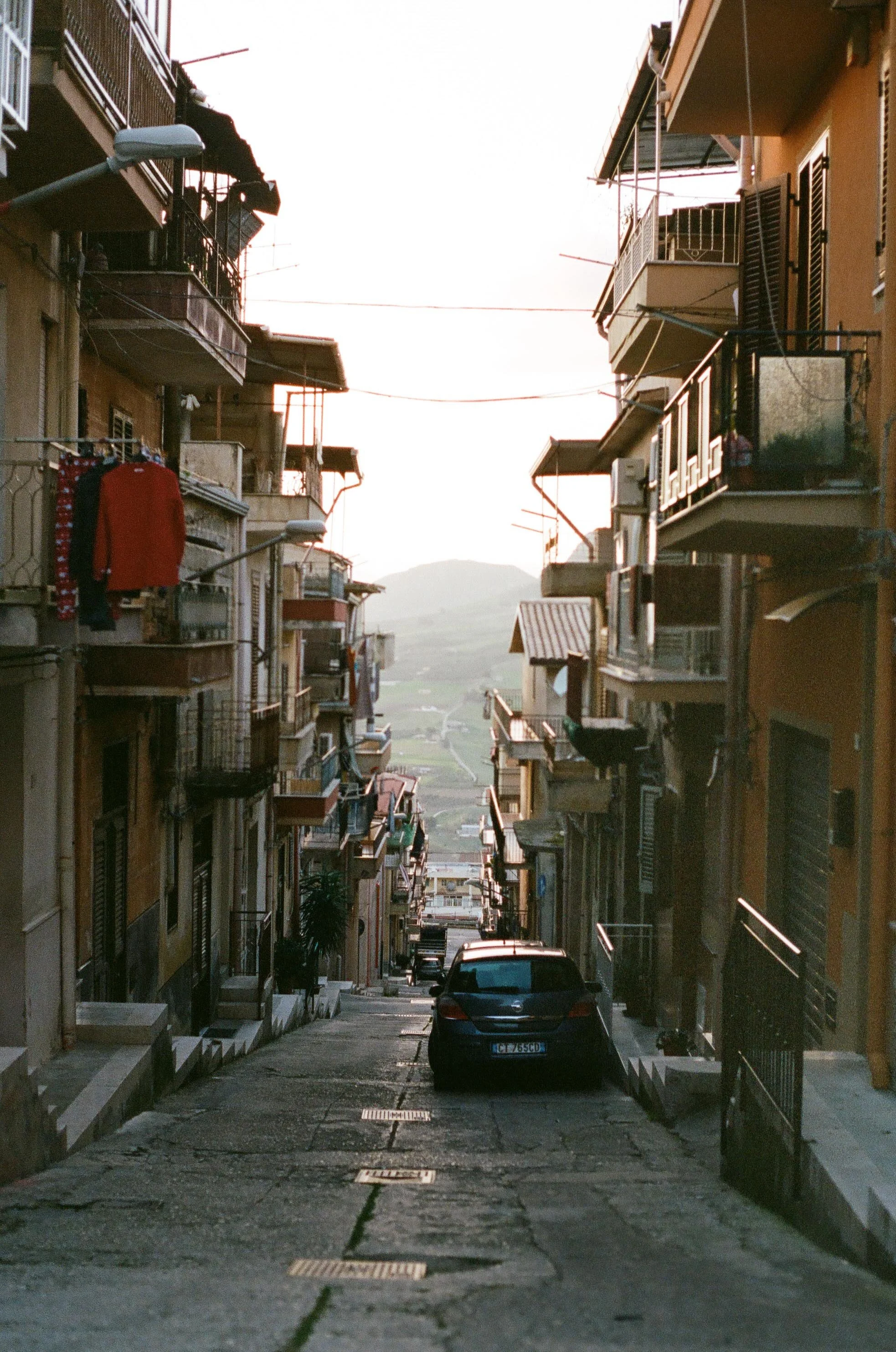 Mountain view from a street in Sicily.