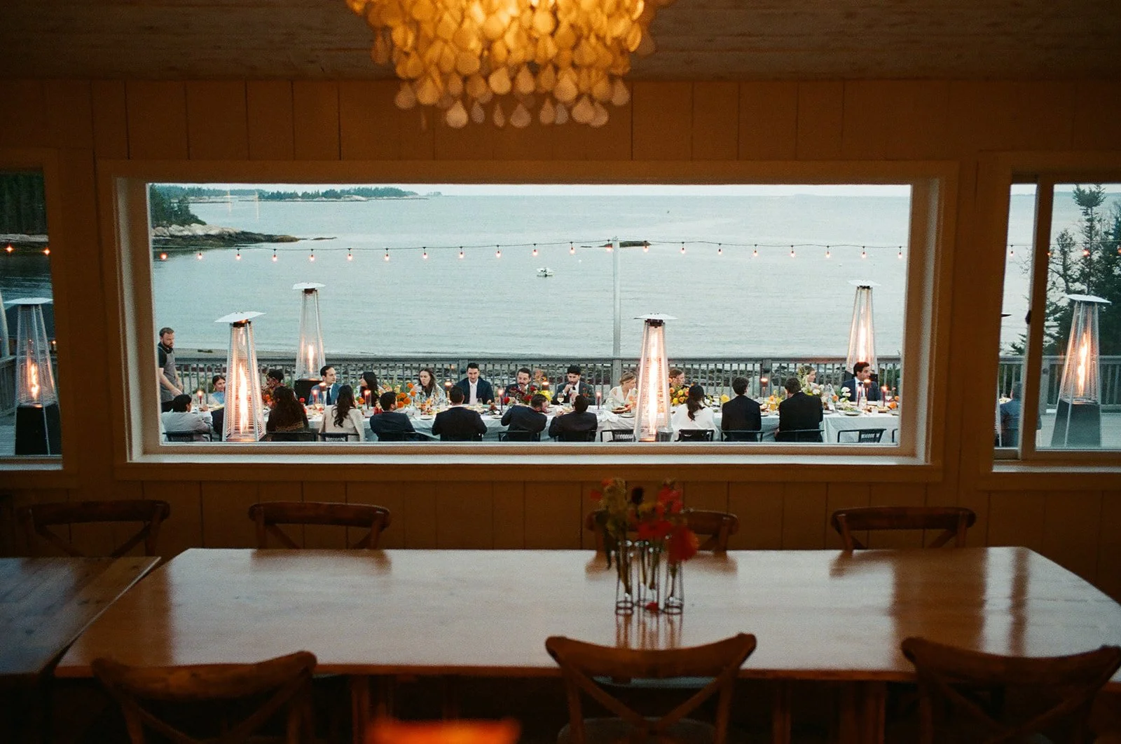 Aragosta wedding reception by the water along the coast of Maine.