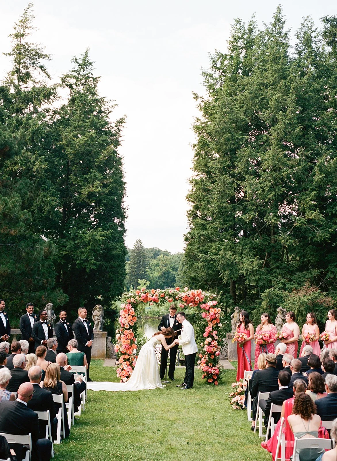 Wedding ceremony at Cranbrook House and Gardens outside of Detroit, Michigan.