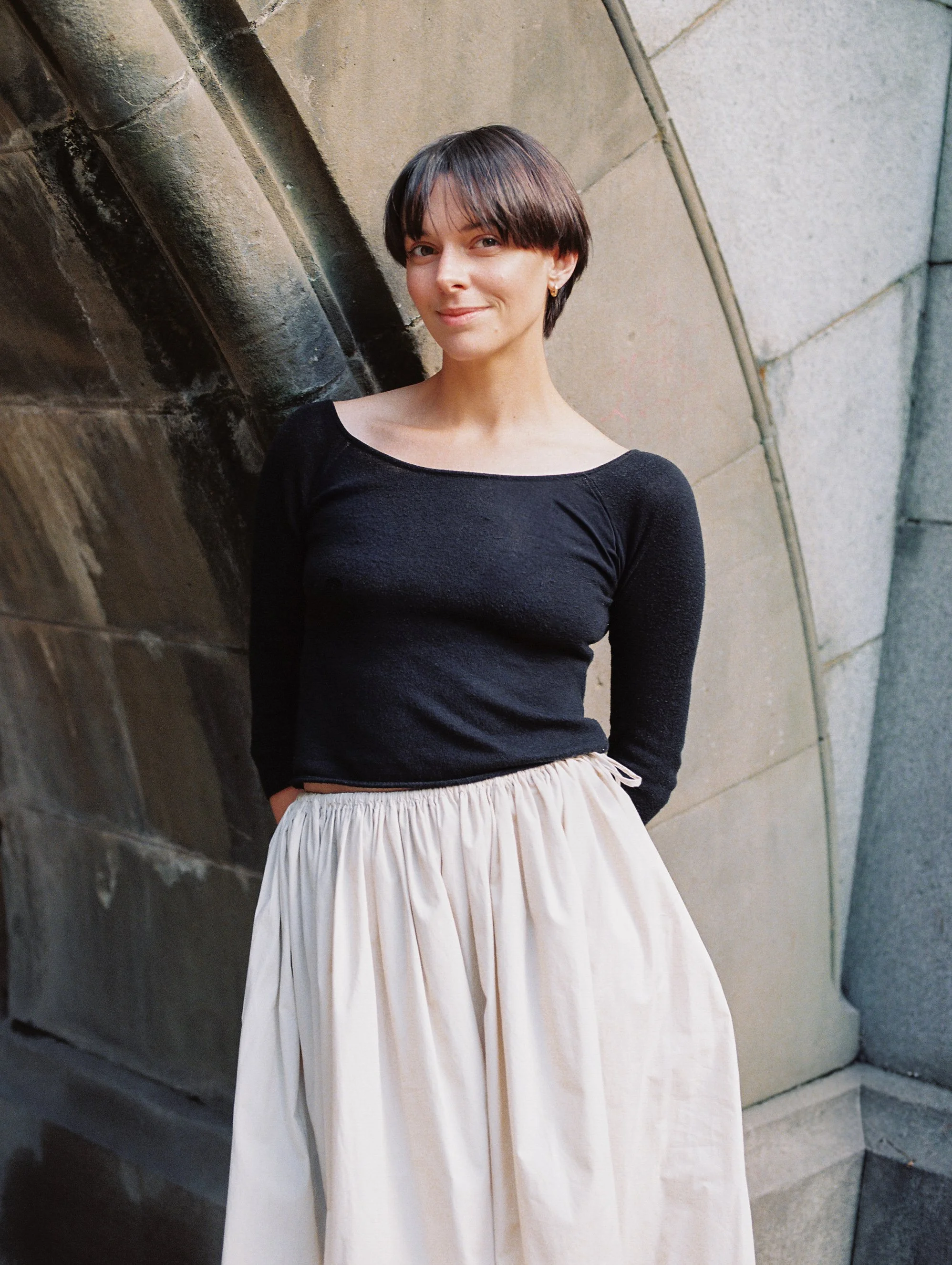 Film portrait of wedding photographer in Central Park, New York City, New York.