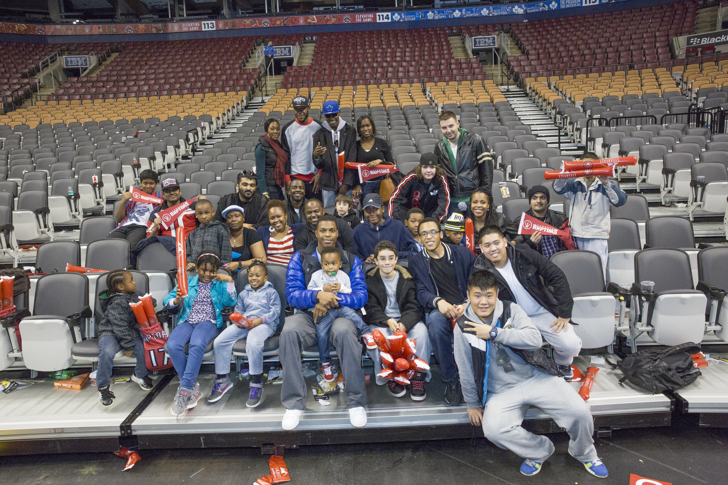 Kyle and Karter with KLOW's Kompany at the Air Canada Centre. 