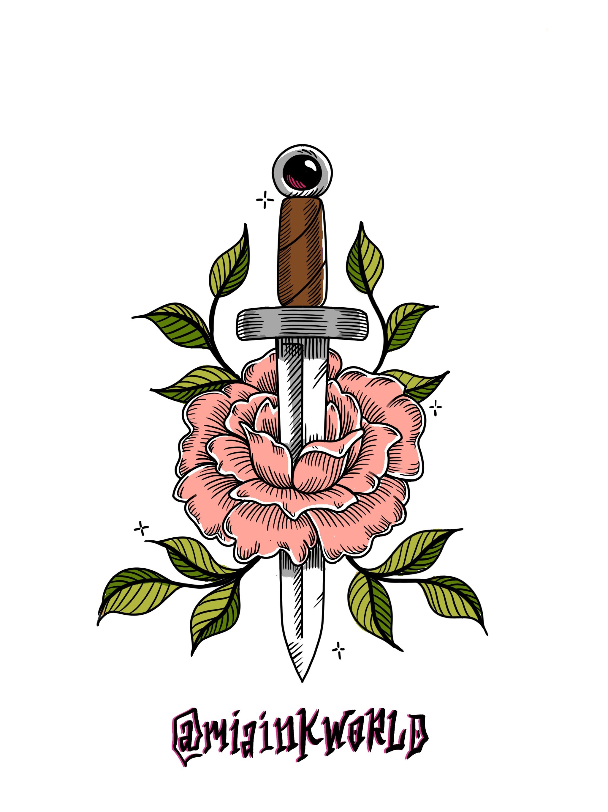 Woodcut Rose Tattoo