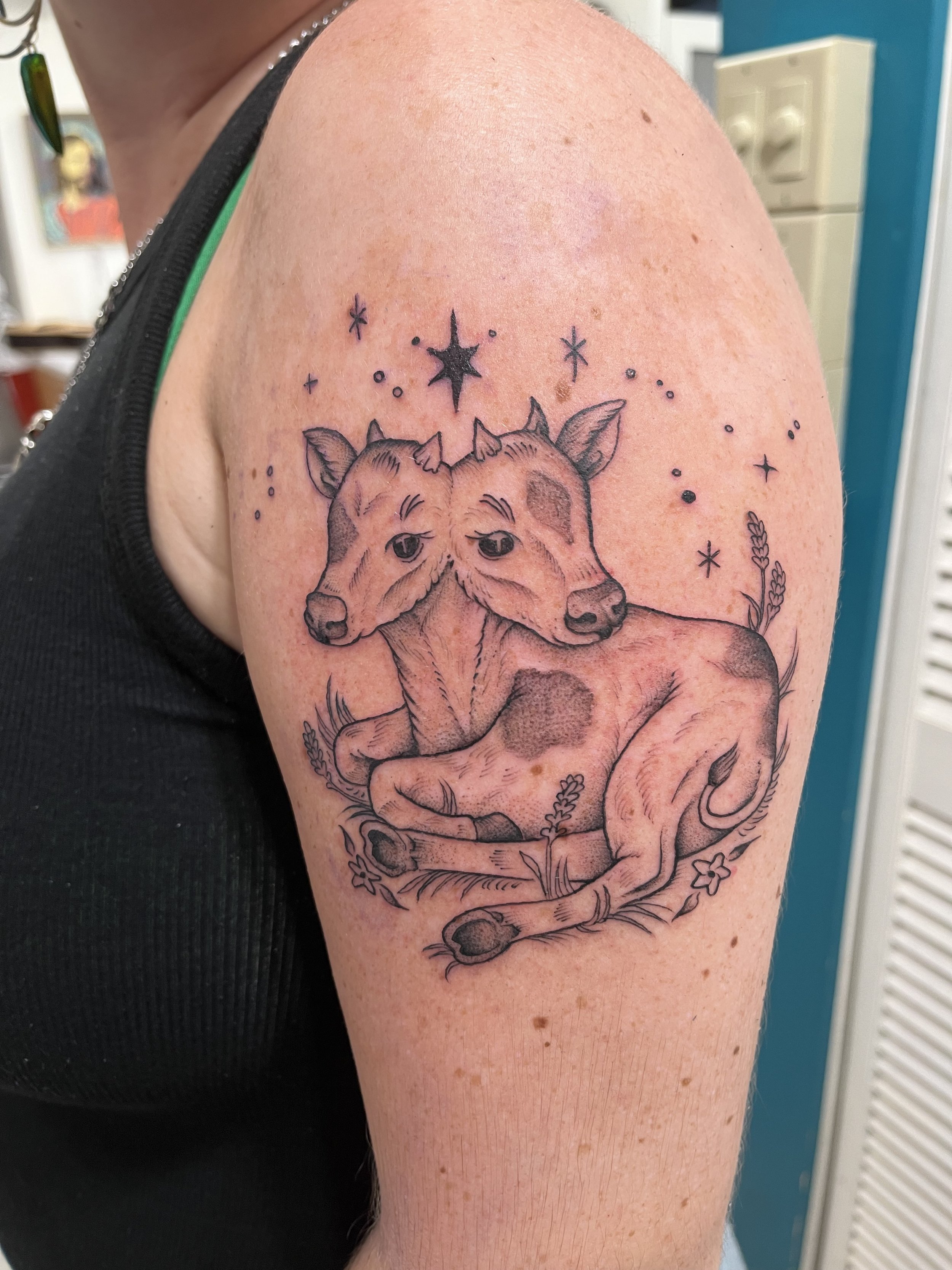 Two Headed Cow Tattoo 