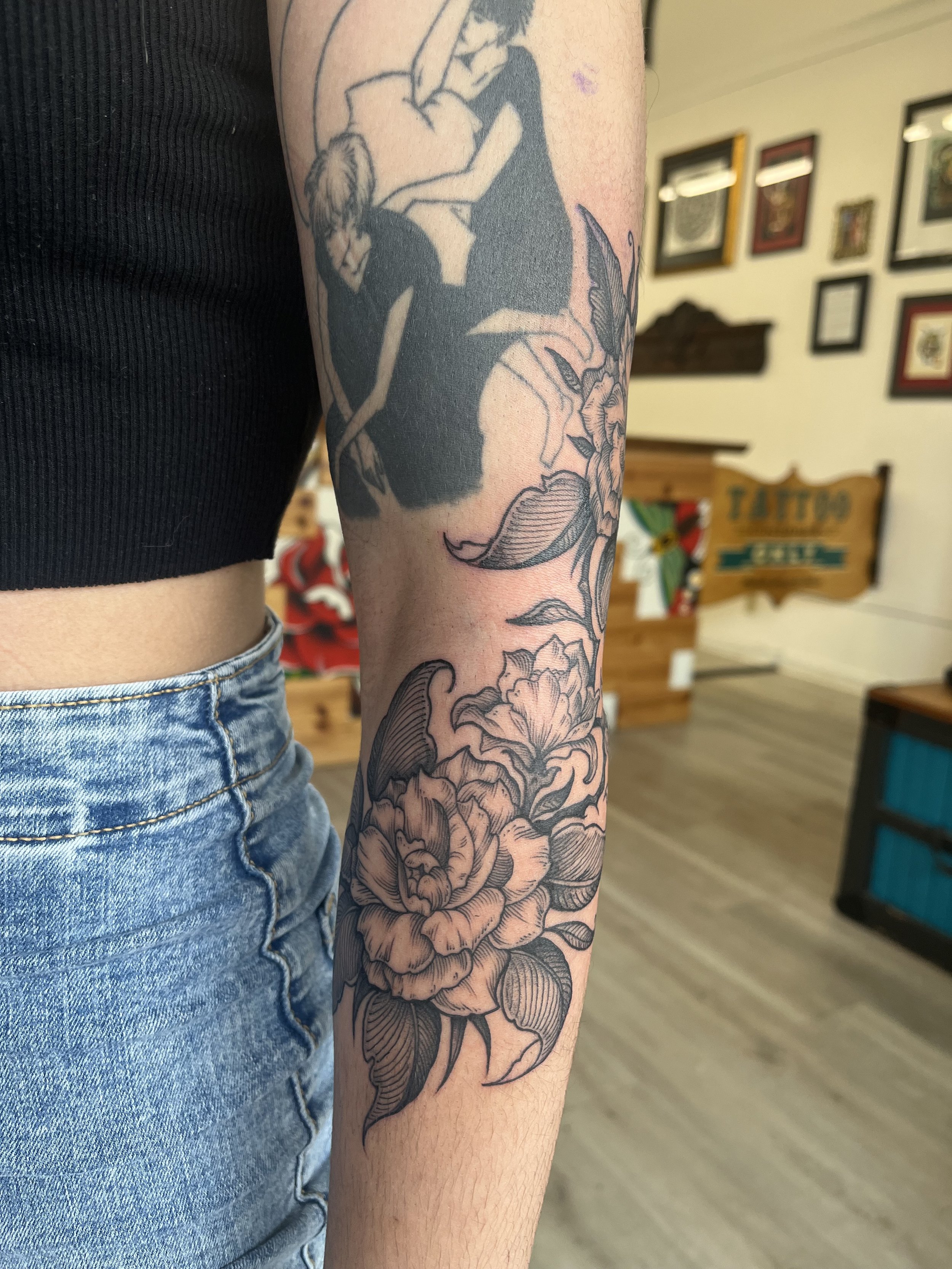 Gardenia Woodcut Tattoo 