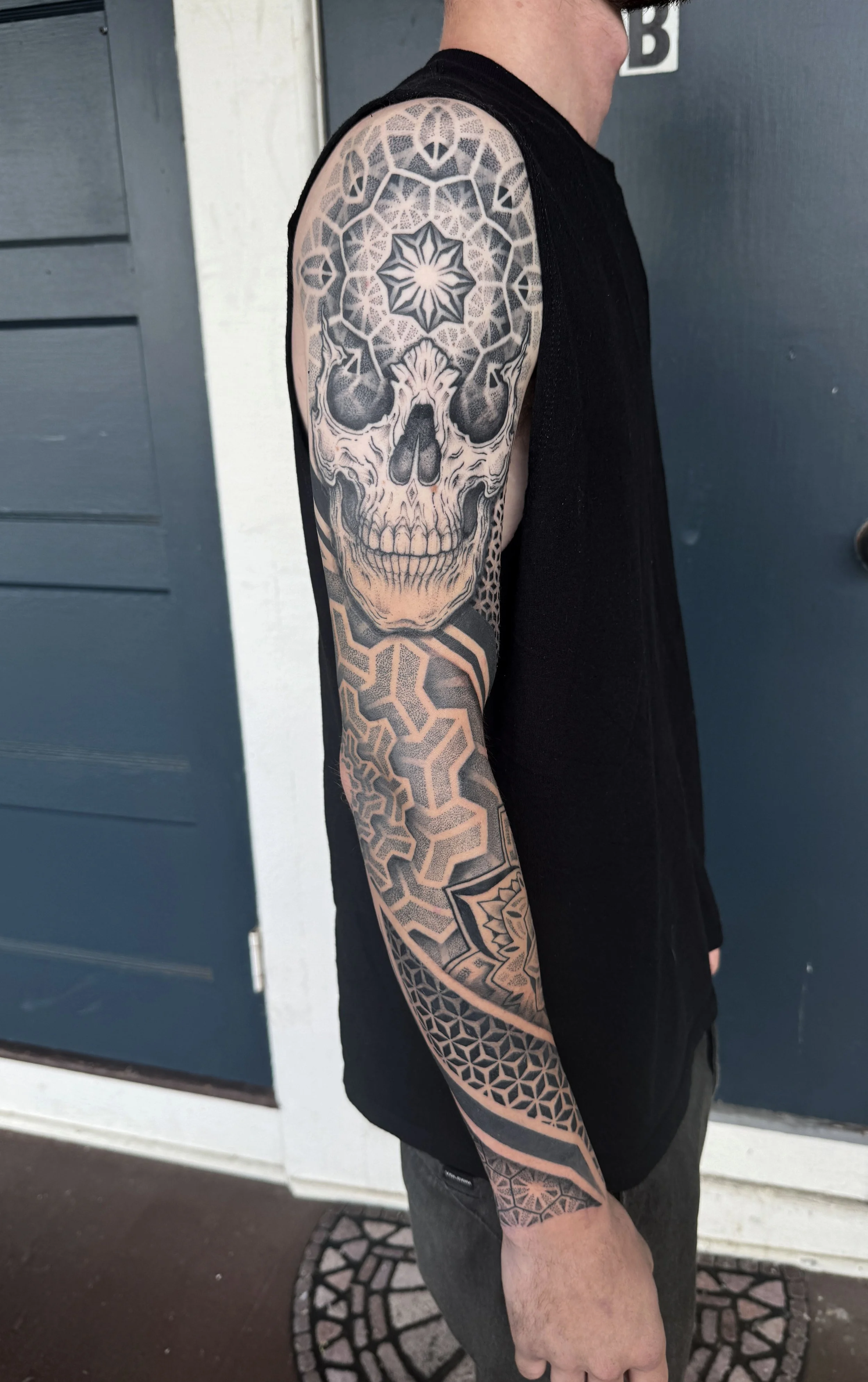 Geometric Sleeve with Skull