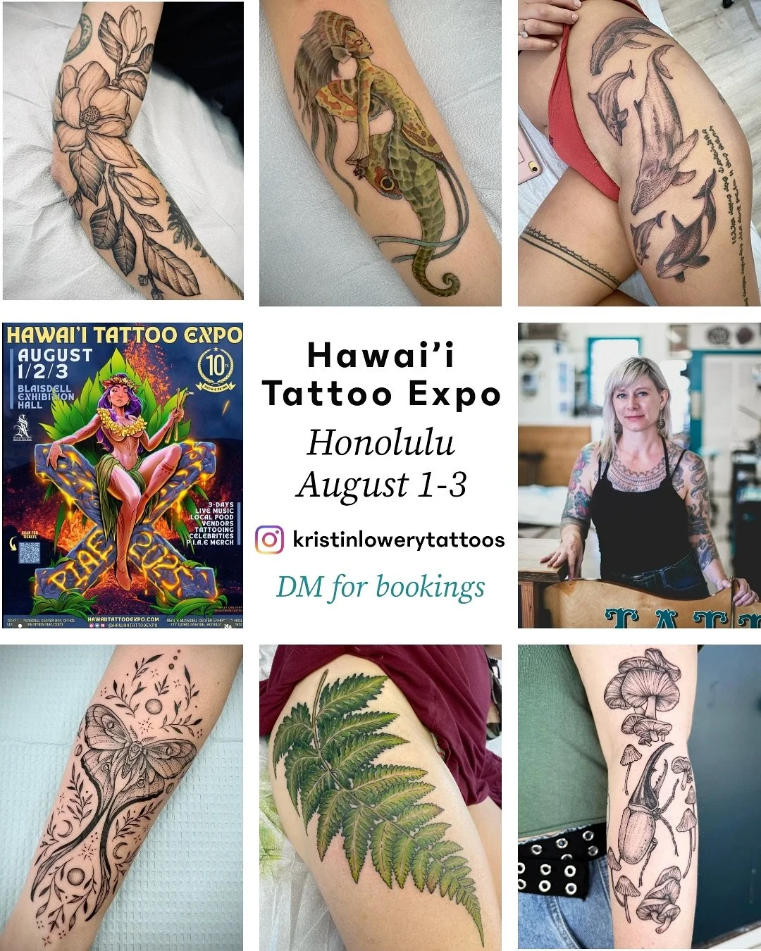 Hopping over to Honolulu next month for the Pacific Ink &amp; Arts Expo (Aug 1-3) @hawaiitattooexpo . Would love to tattoo any and all things flora, fauna or ornamental 🪴 @lexpetrofftattoo and I will be sharing a booth, so be sure to check out her w