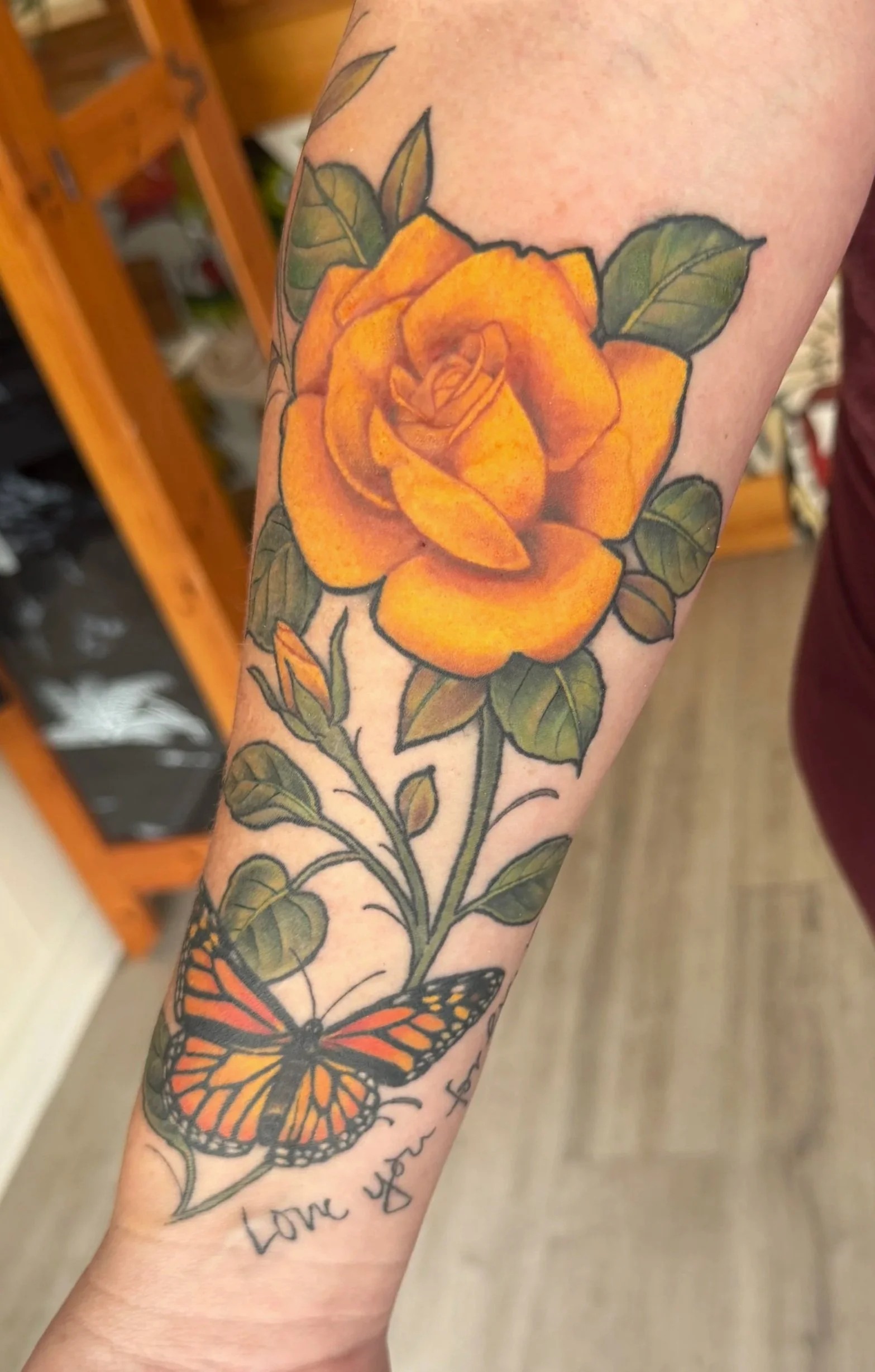 Yellow Rose & Butterfly