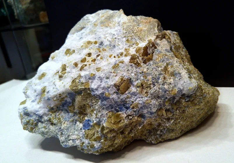 Green APATITE Crystals w/Blue & White CALCITE